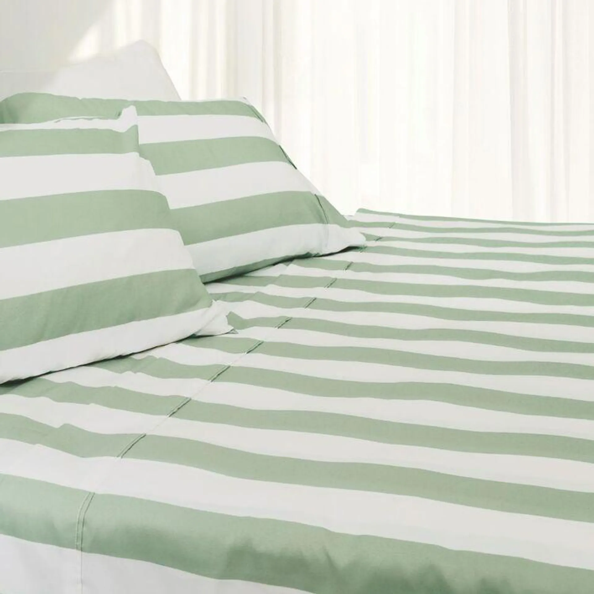 Odyssey Living Avoca Stripe Thermal Flannelette Sheet Set Khaki