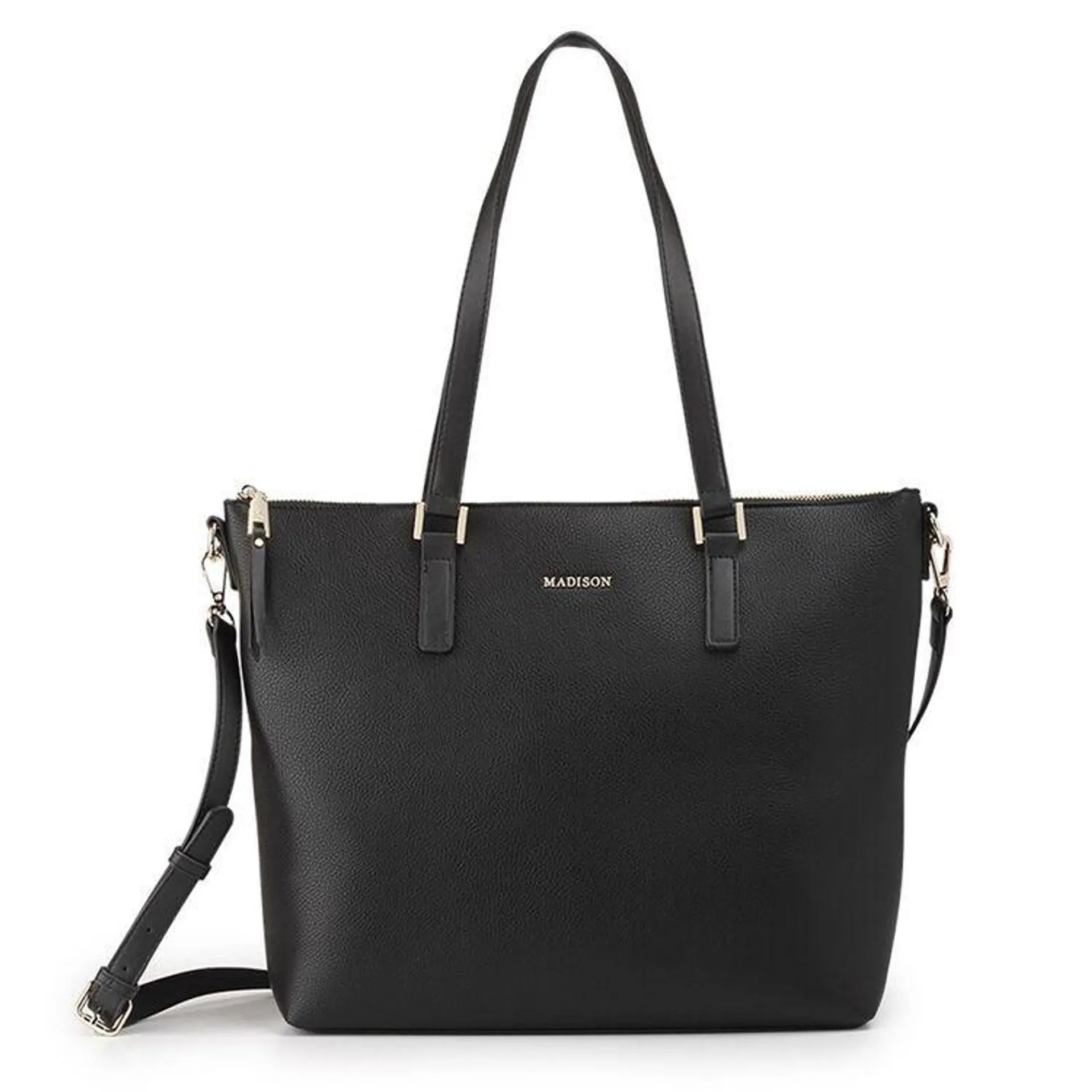 Madison Woman’s Zip Tote with Laptop Pocket Black One Size