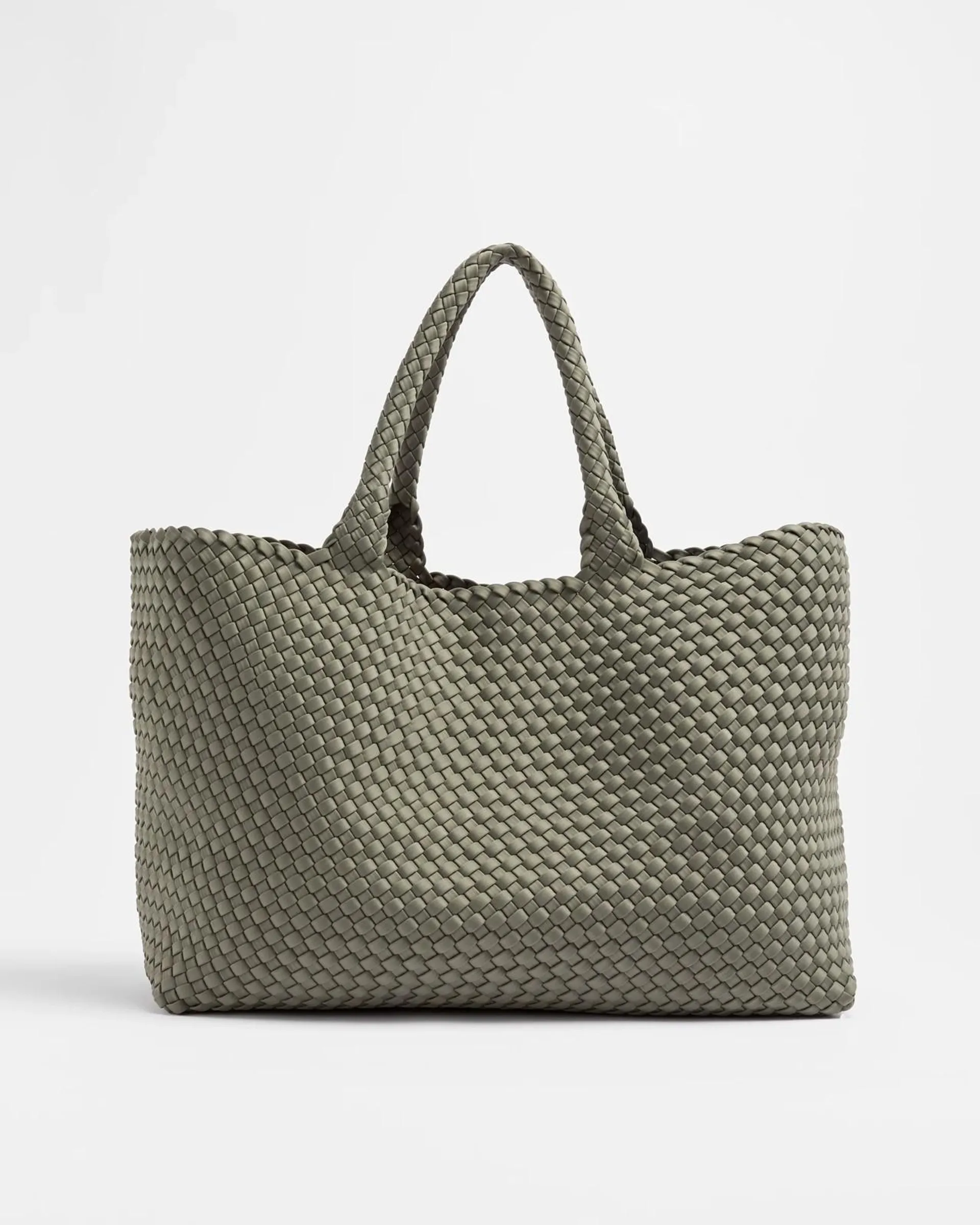 Weave Detail Tote Bag - Khaki