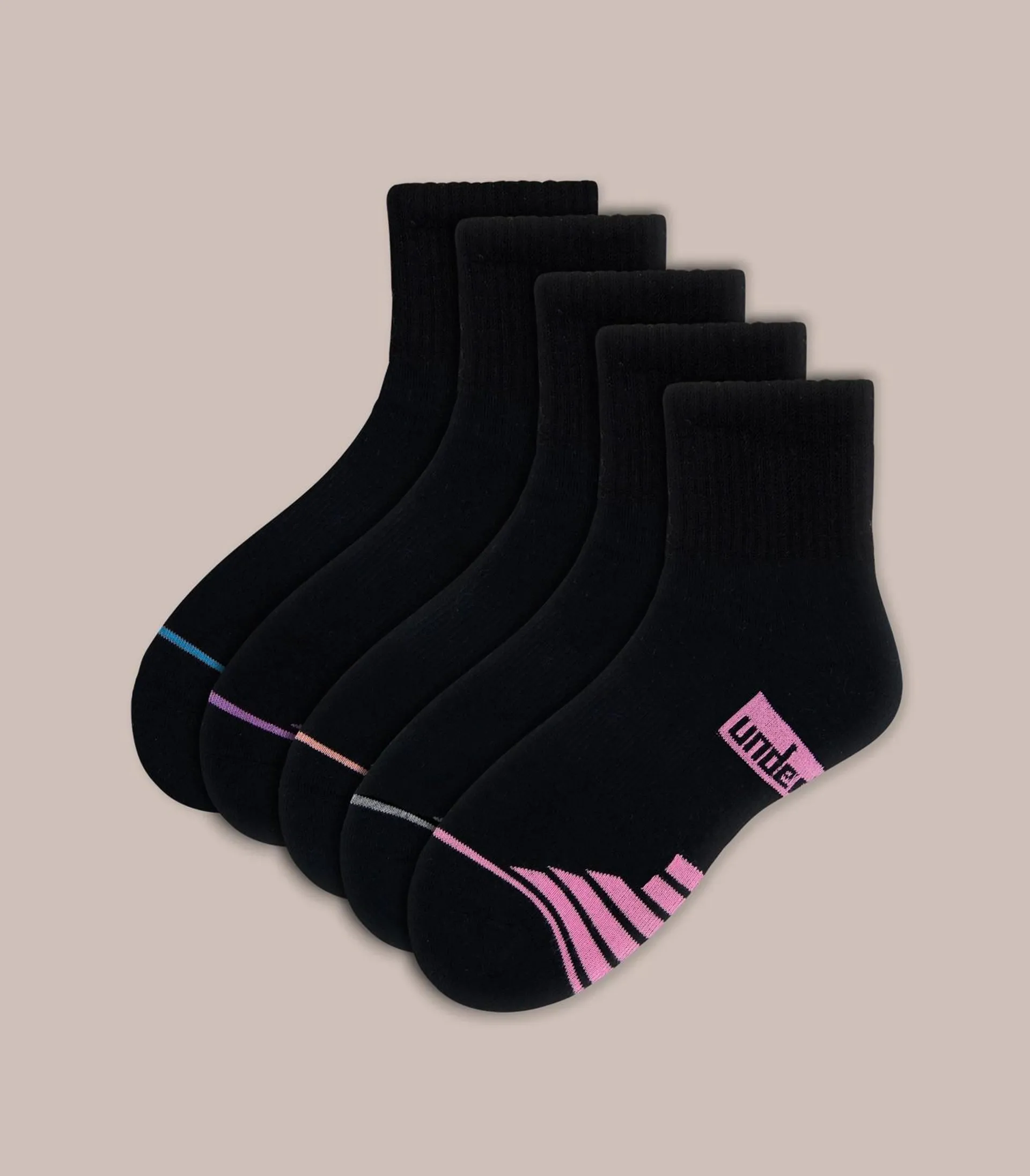 5 Pack Sport Quarter Crew Socks - Underworks