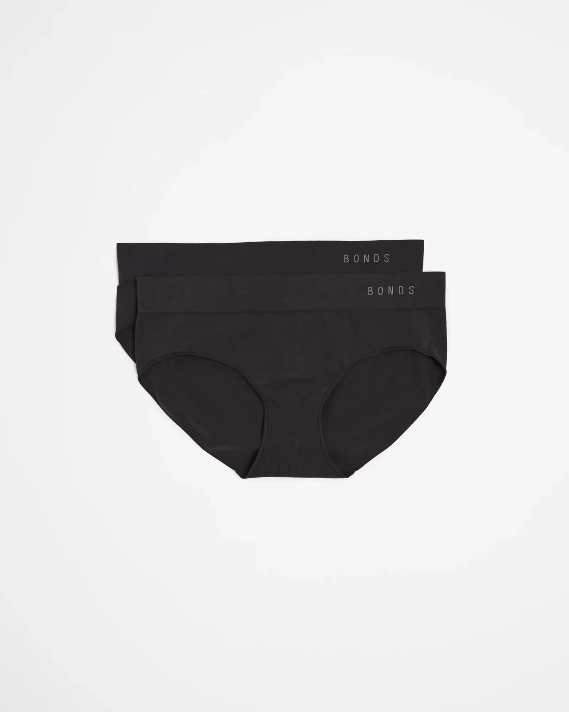 Bonds 2 Pack Seamless Midi Briefs - Black