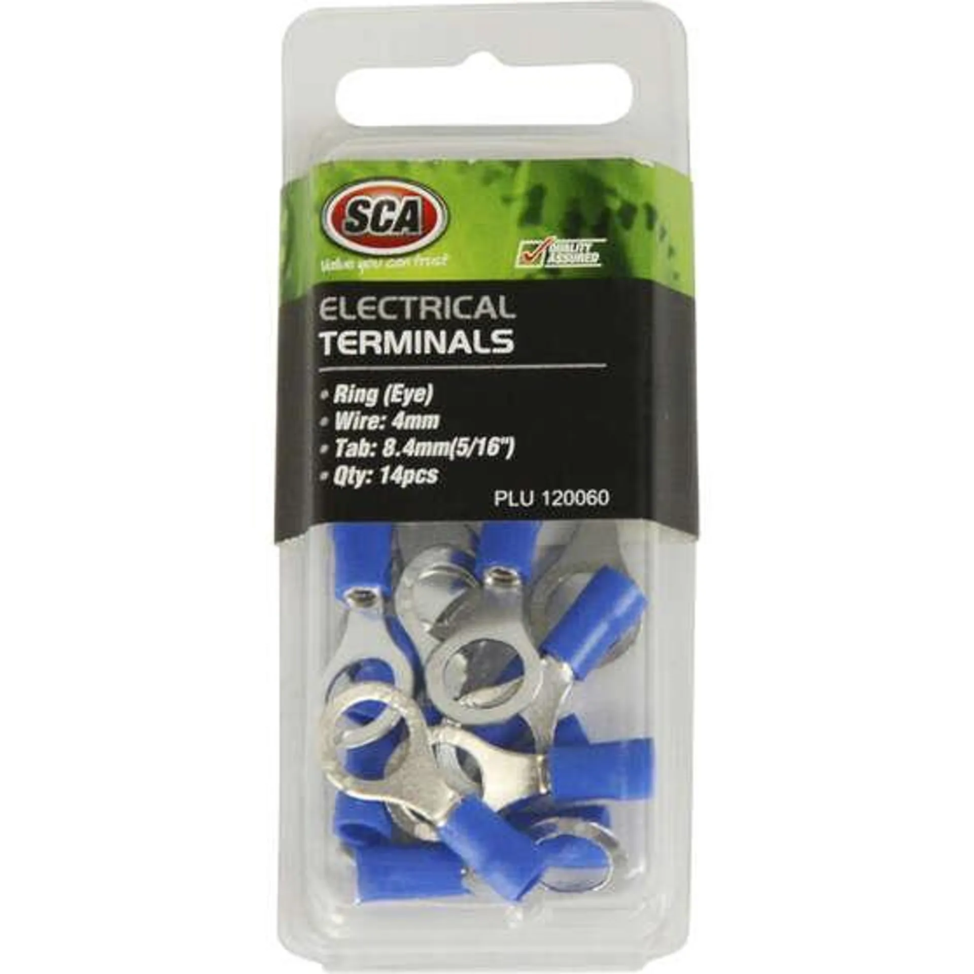 SCA Electrical Terminals - Ring (Eye), 8.4mm Blue, 14 Pack