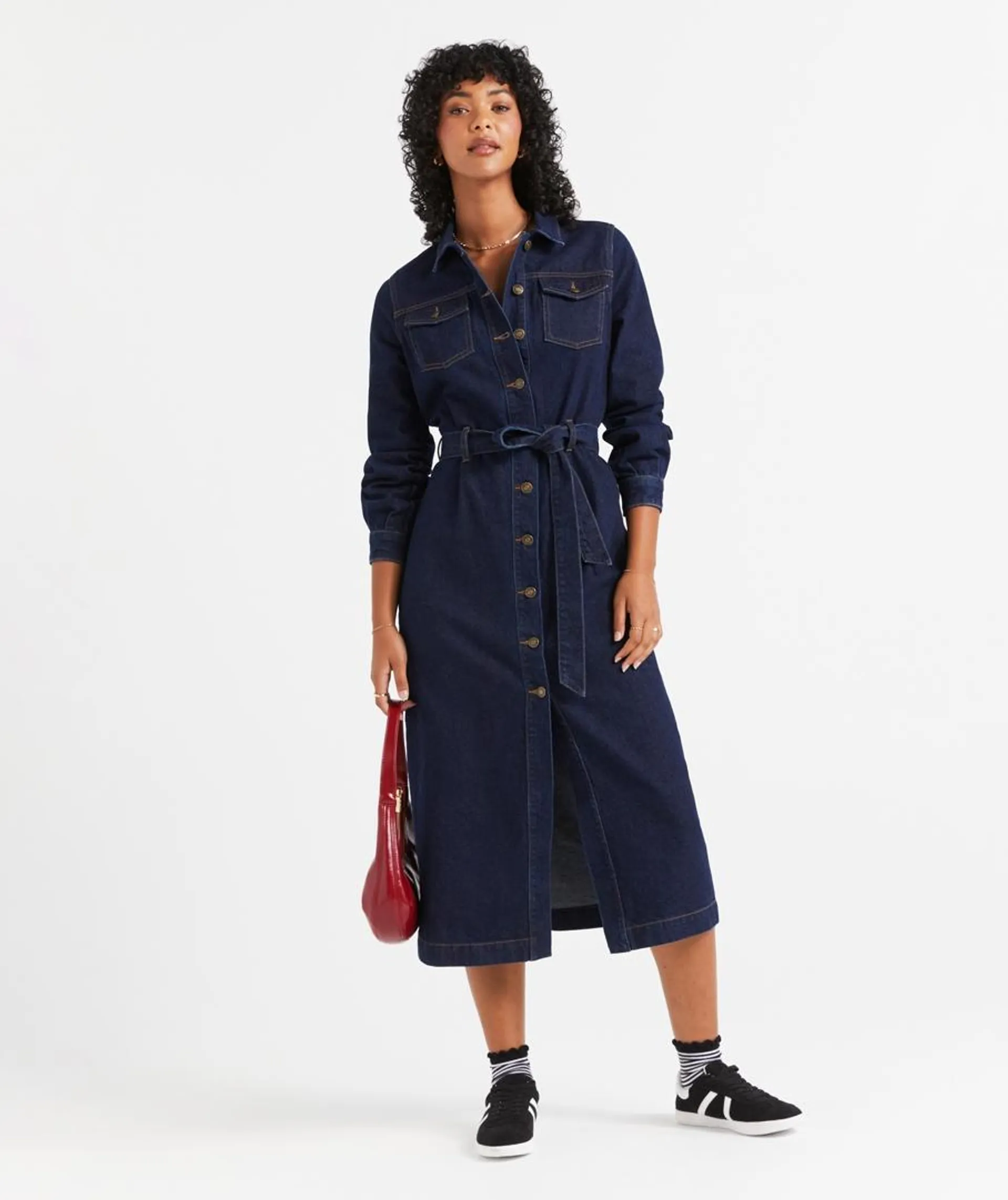 SADIE DENIM MIDI DRESS