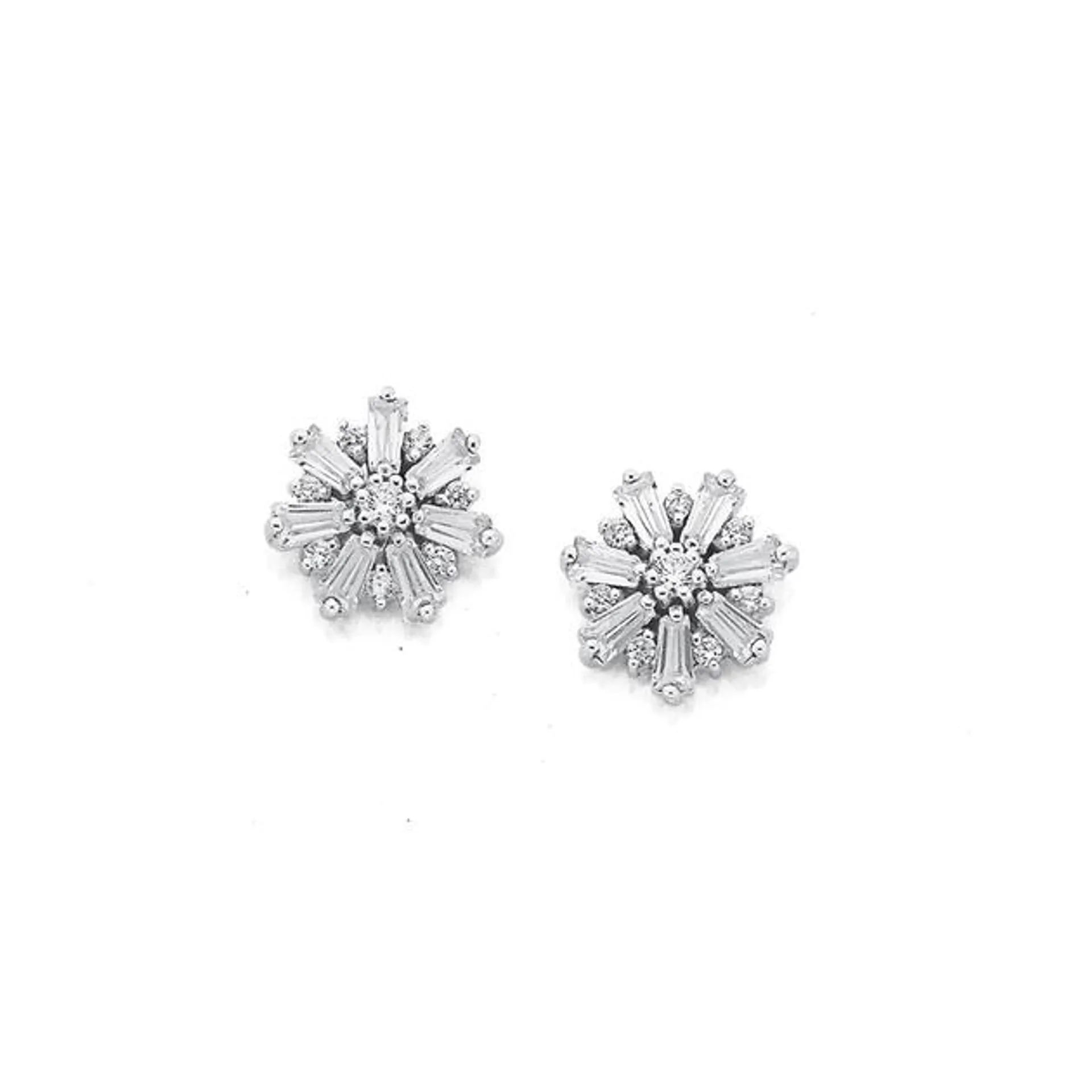 Sterling Silver Snowflakes CZ Earrings