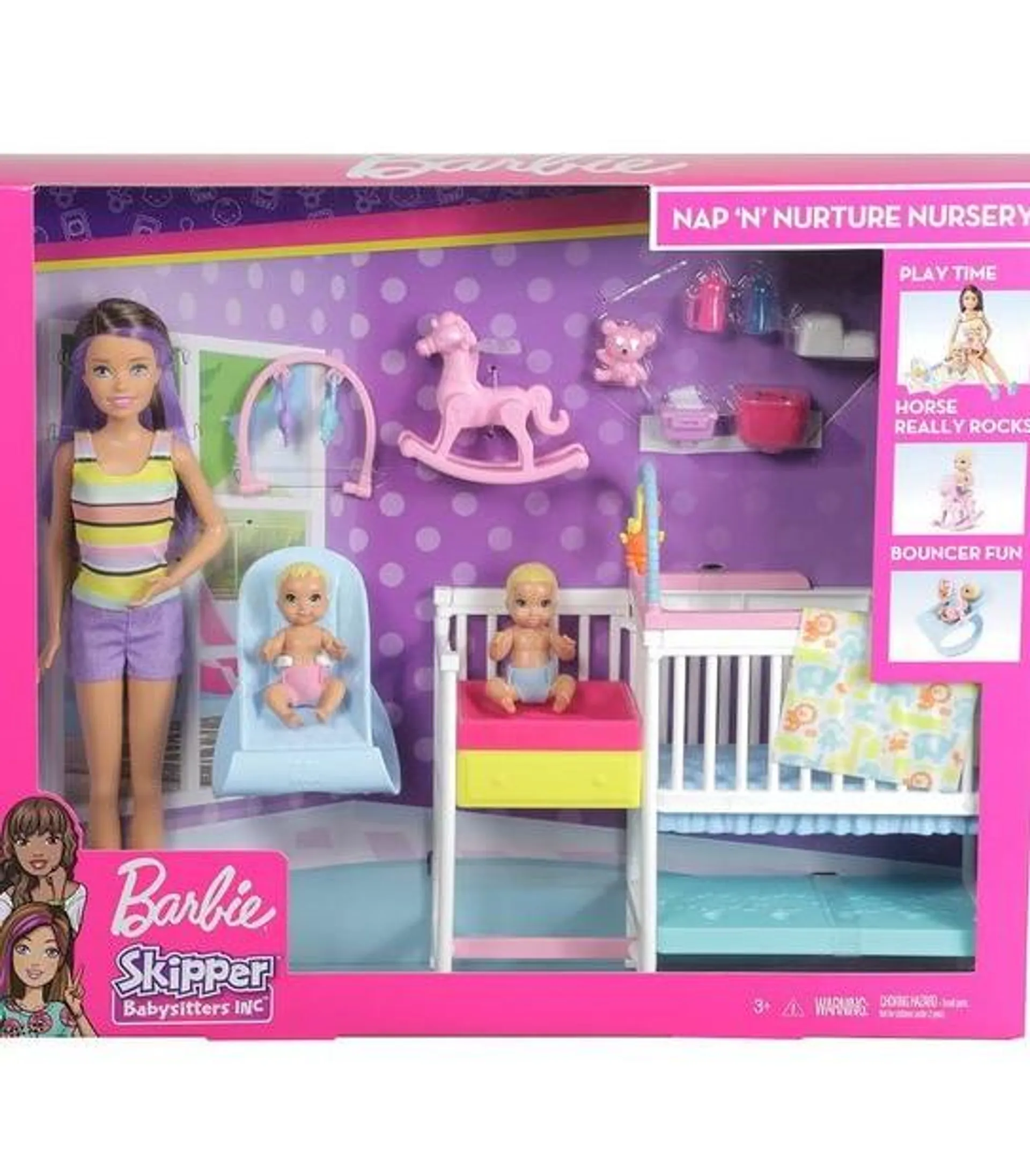 Barbie Skipper Babysitters Inc Nap ‘n' Nurture Nursery Dolls and Playset