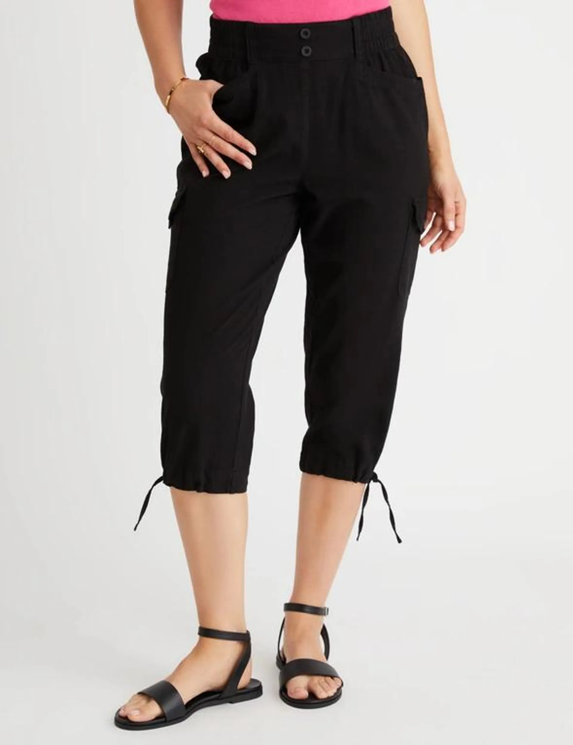 Millers Crop Length Cotton Washer Pull On Pant With Drawcord Hem Detail