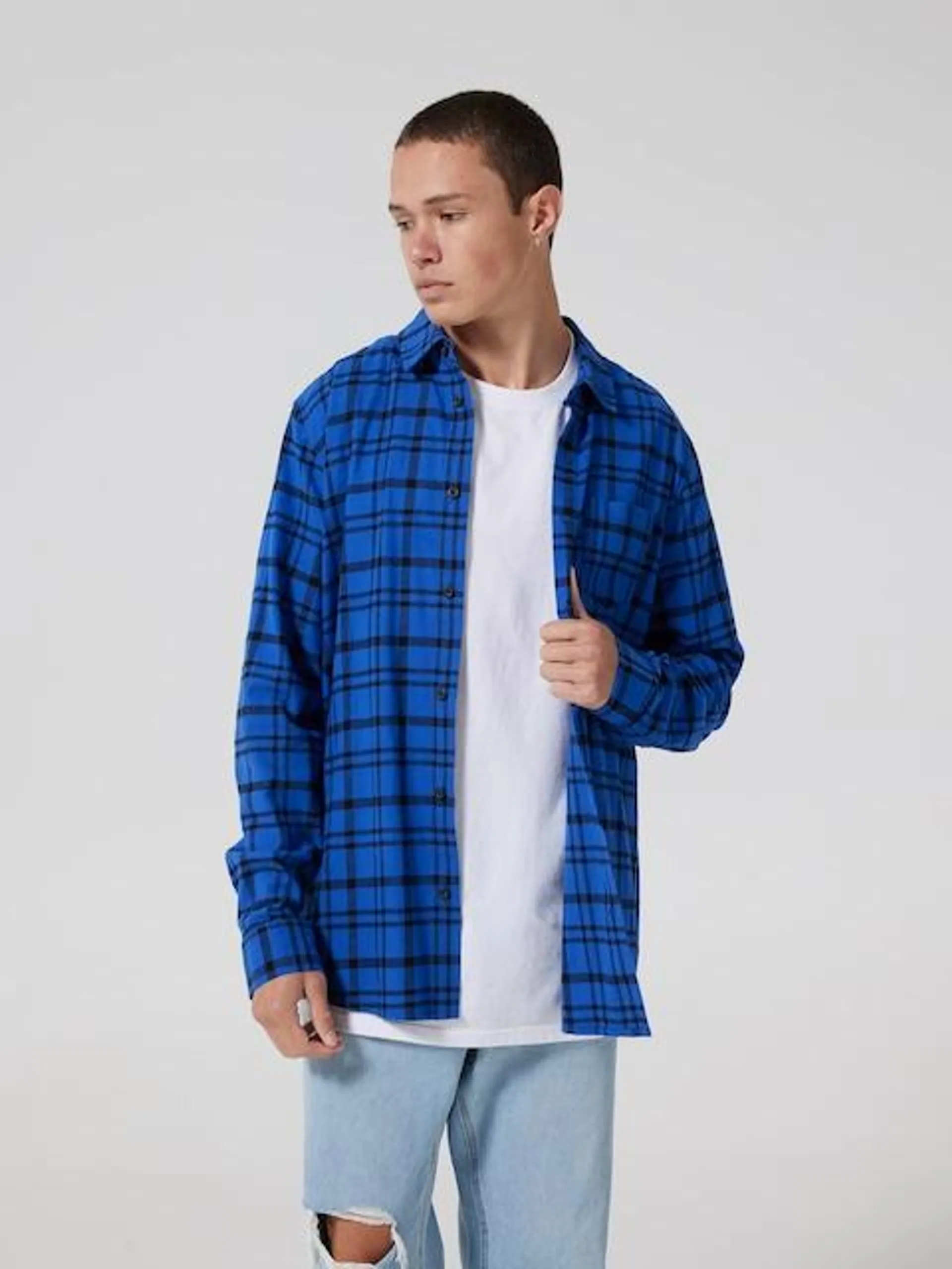 Plaid Flannel Long Sleeve Shirt