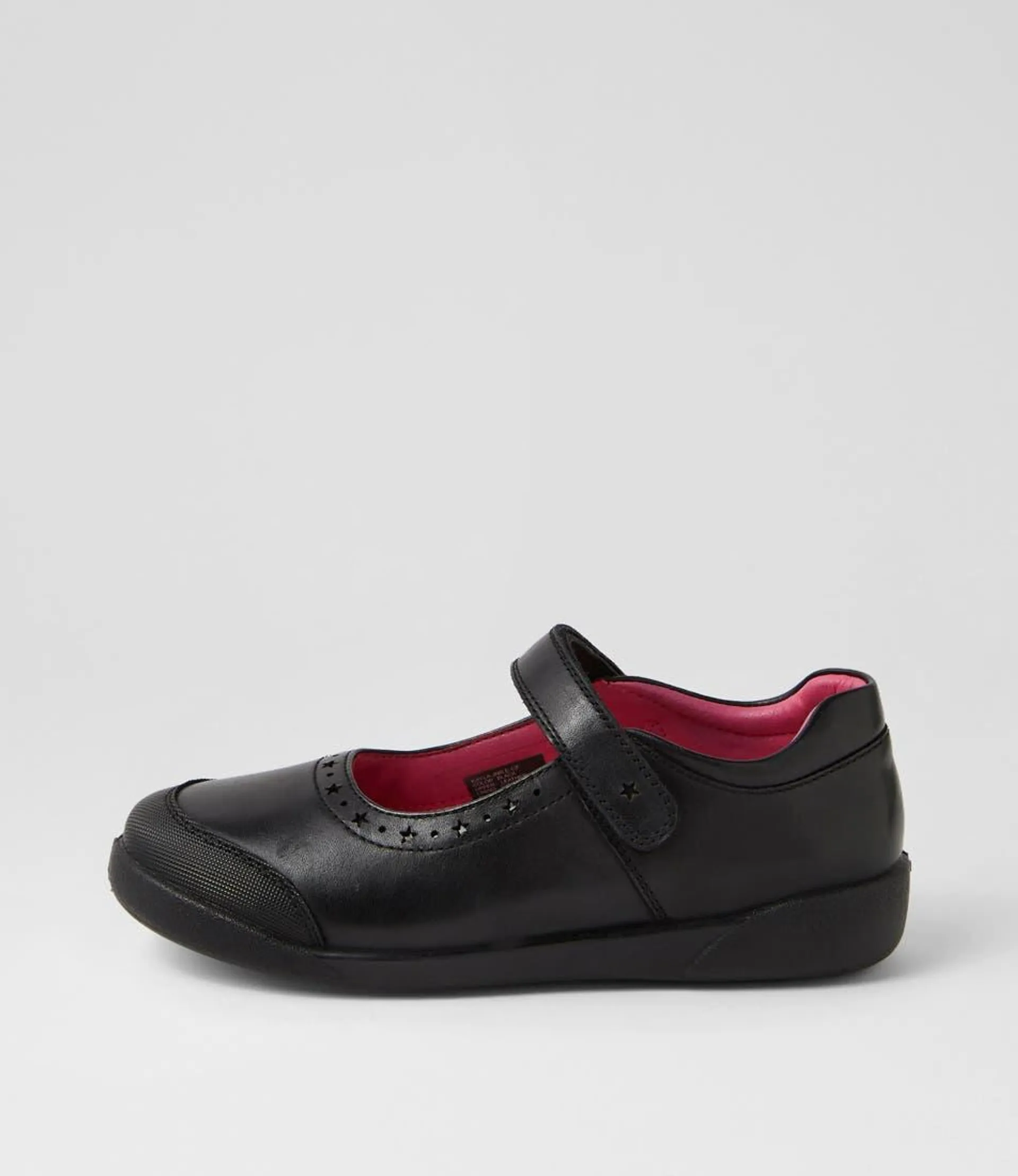 kayla jnr e black leather flat shoes