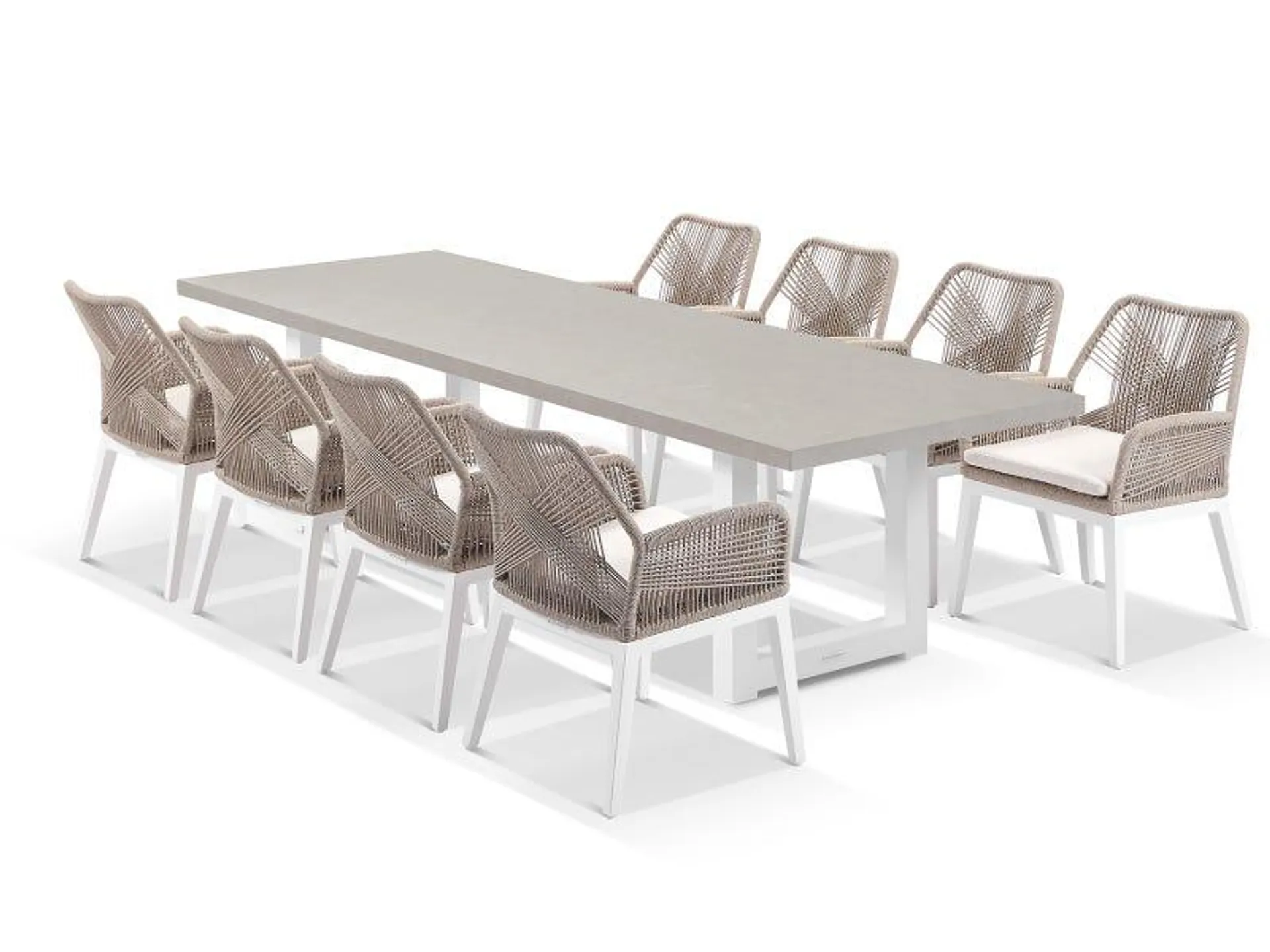 Modena Ceramic Table With Serang Chairs 9pc Outdoor Dining Setting