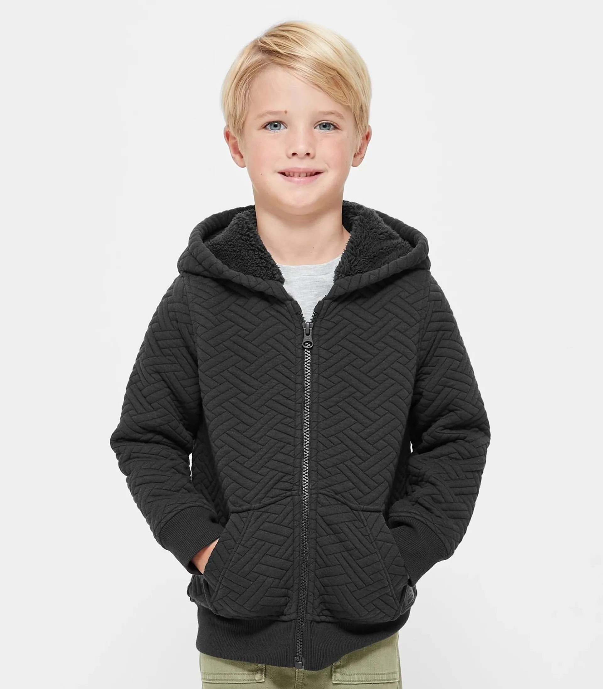 Stitched Zip Thru Hoodie - Charcoal