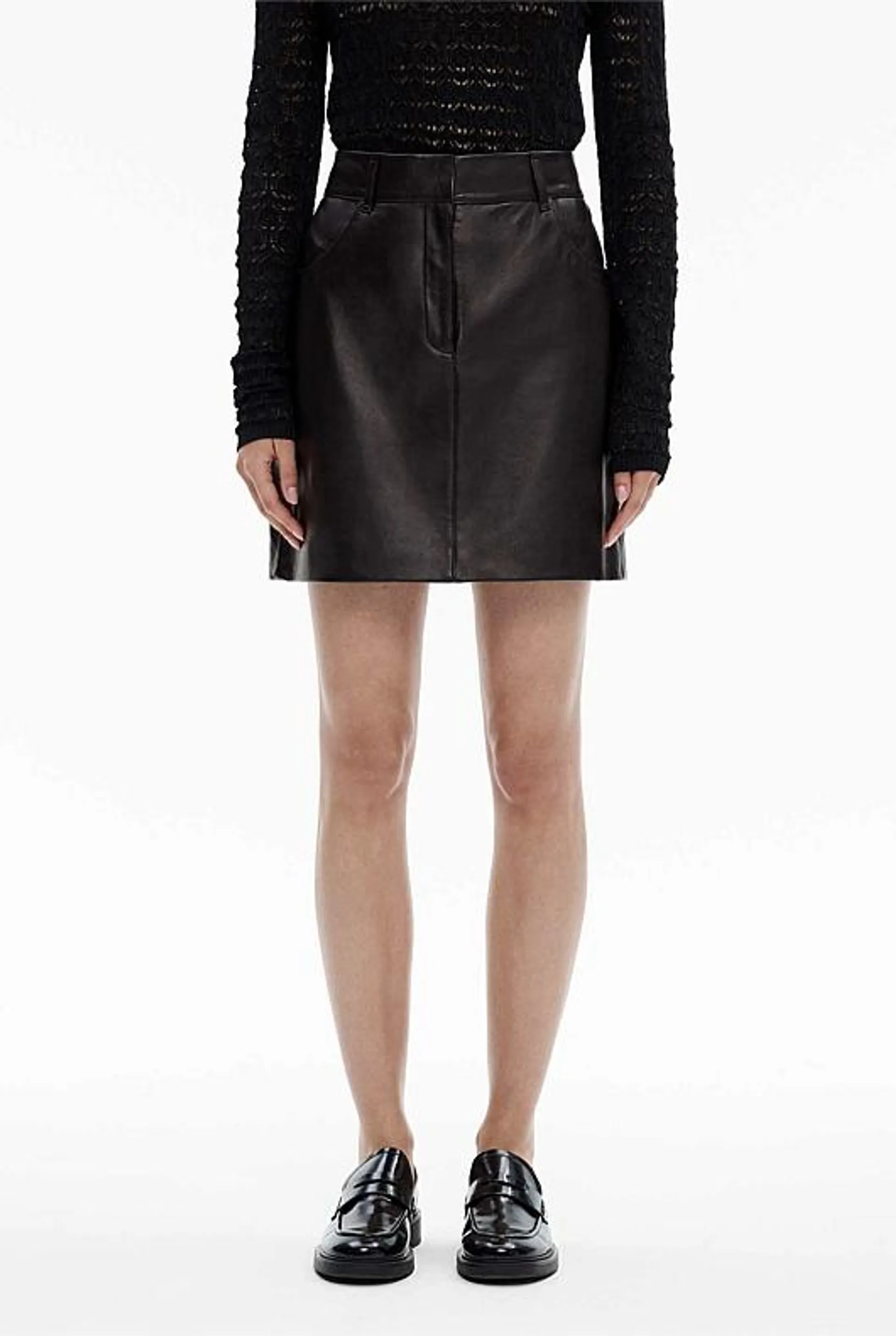 Leather Tailored Mini Skirt