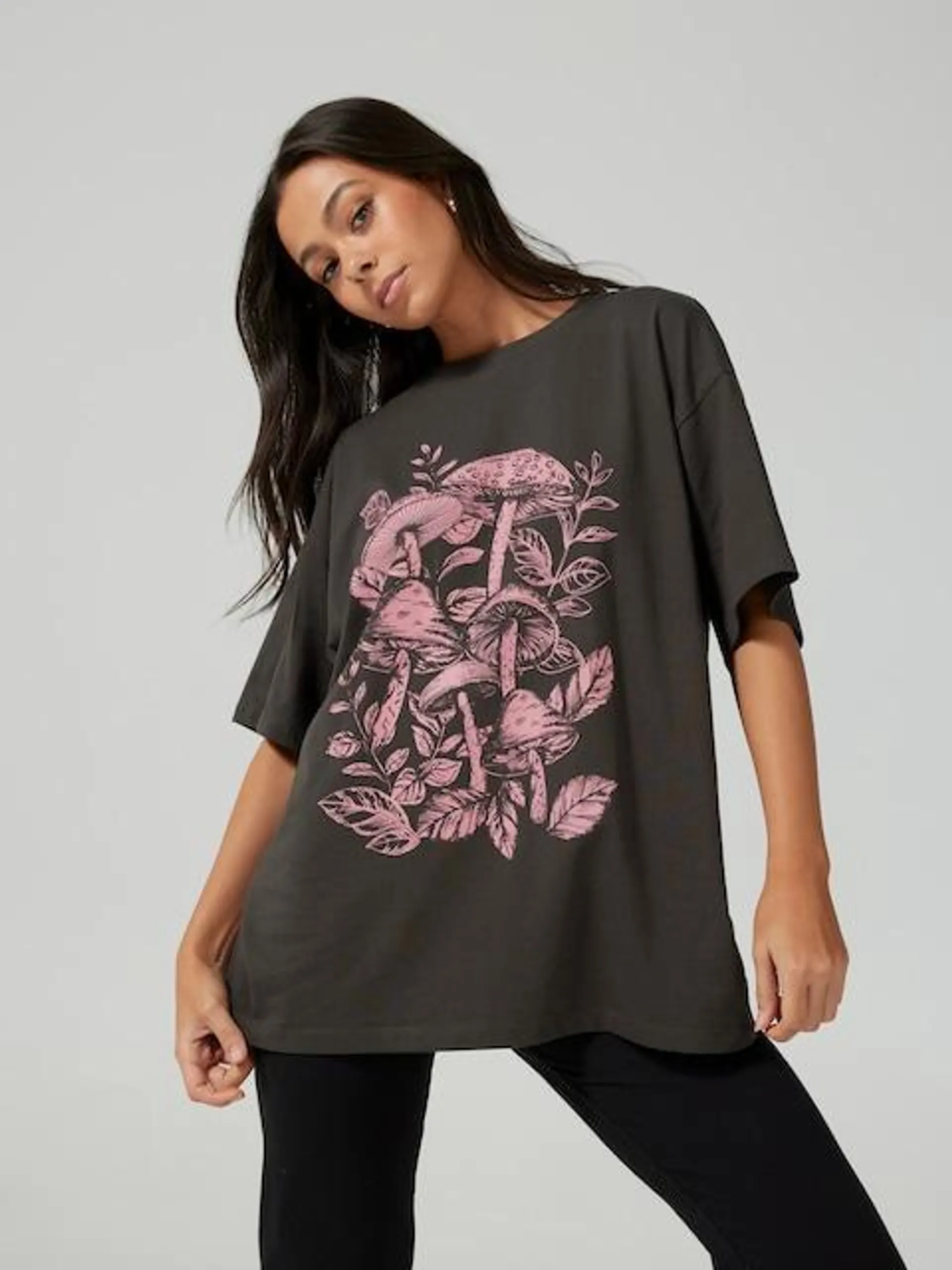 Graphic Mushroom Oversized Tee