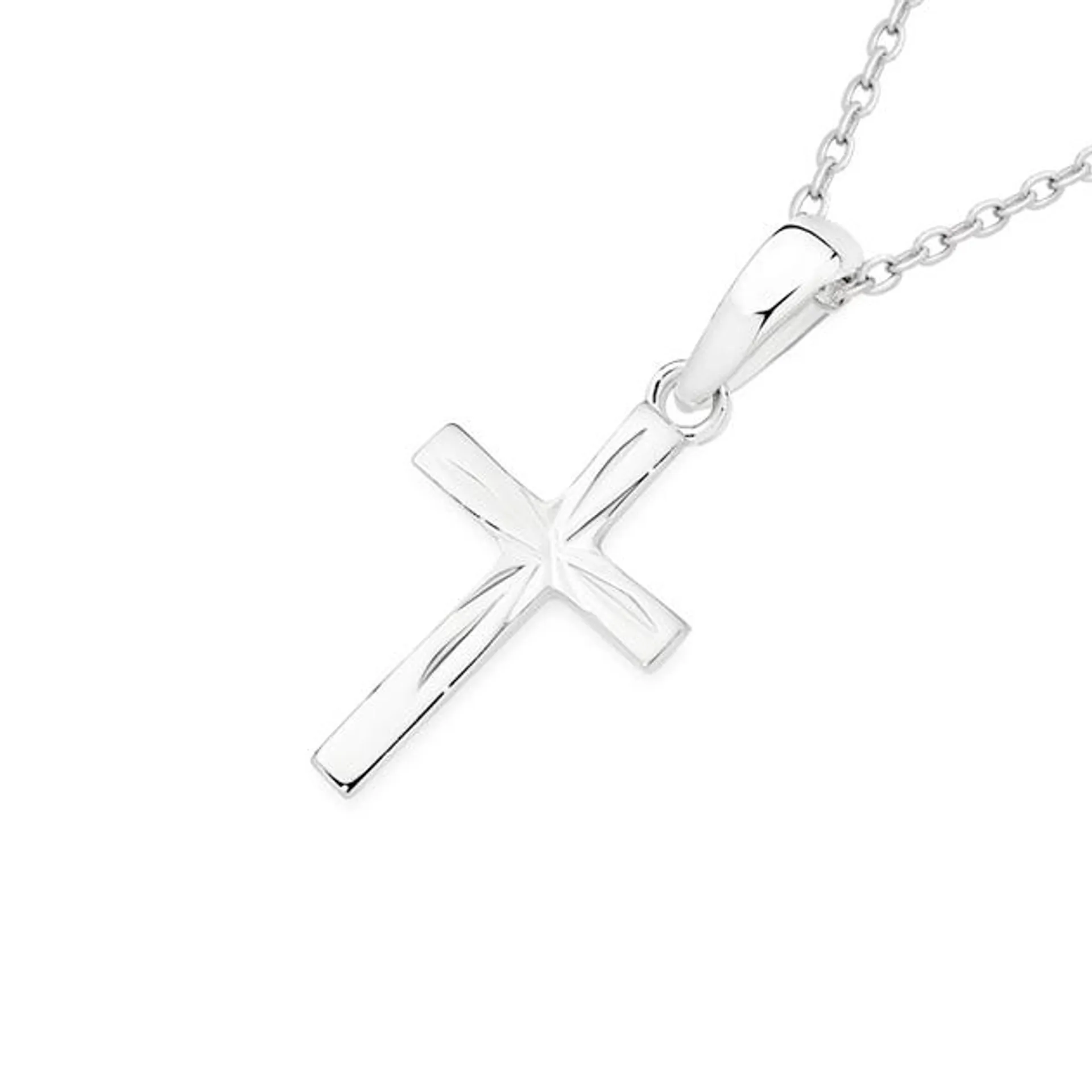 Silver 15mm Dia-Cut Cross Pendant