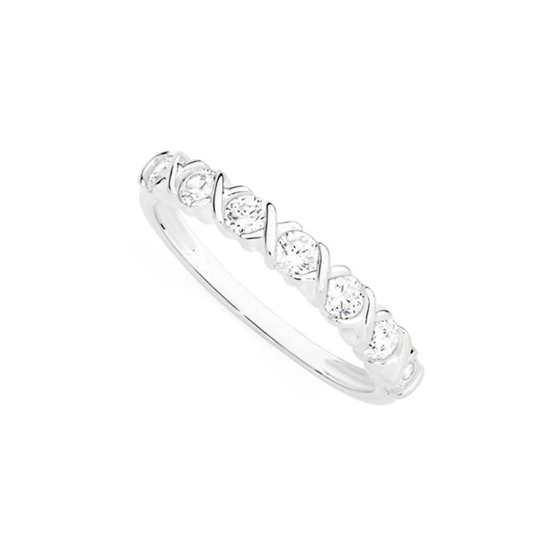 Silver CZ Hugs & Kisses Ring