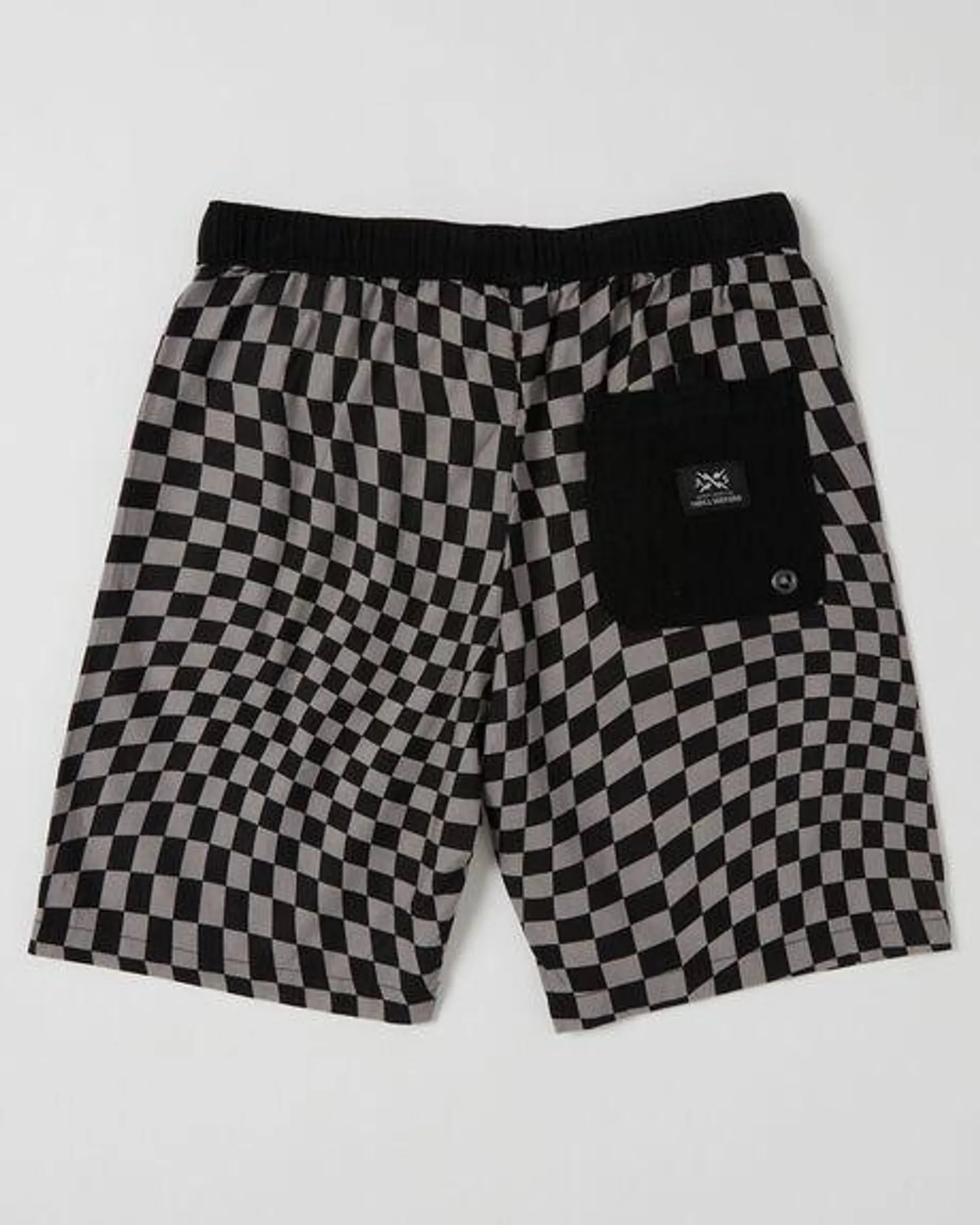 Kids Warped Short Grey Checker