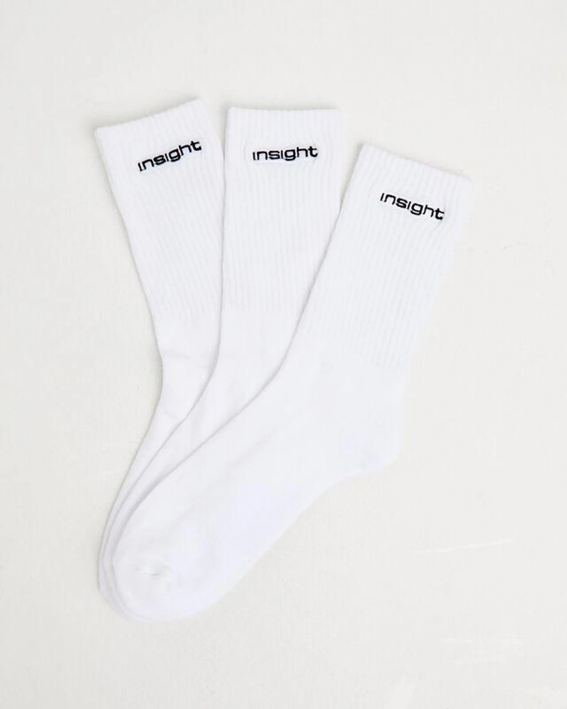 Logo Crew Socks 3 Pack in White