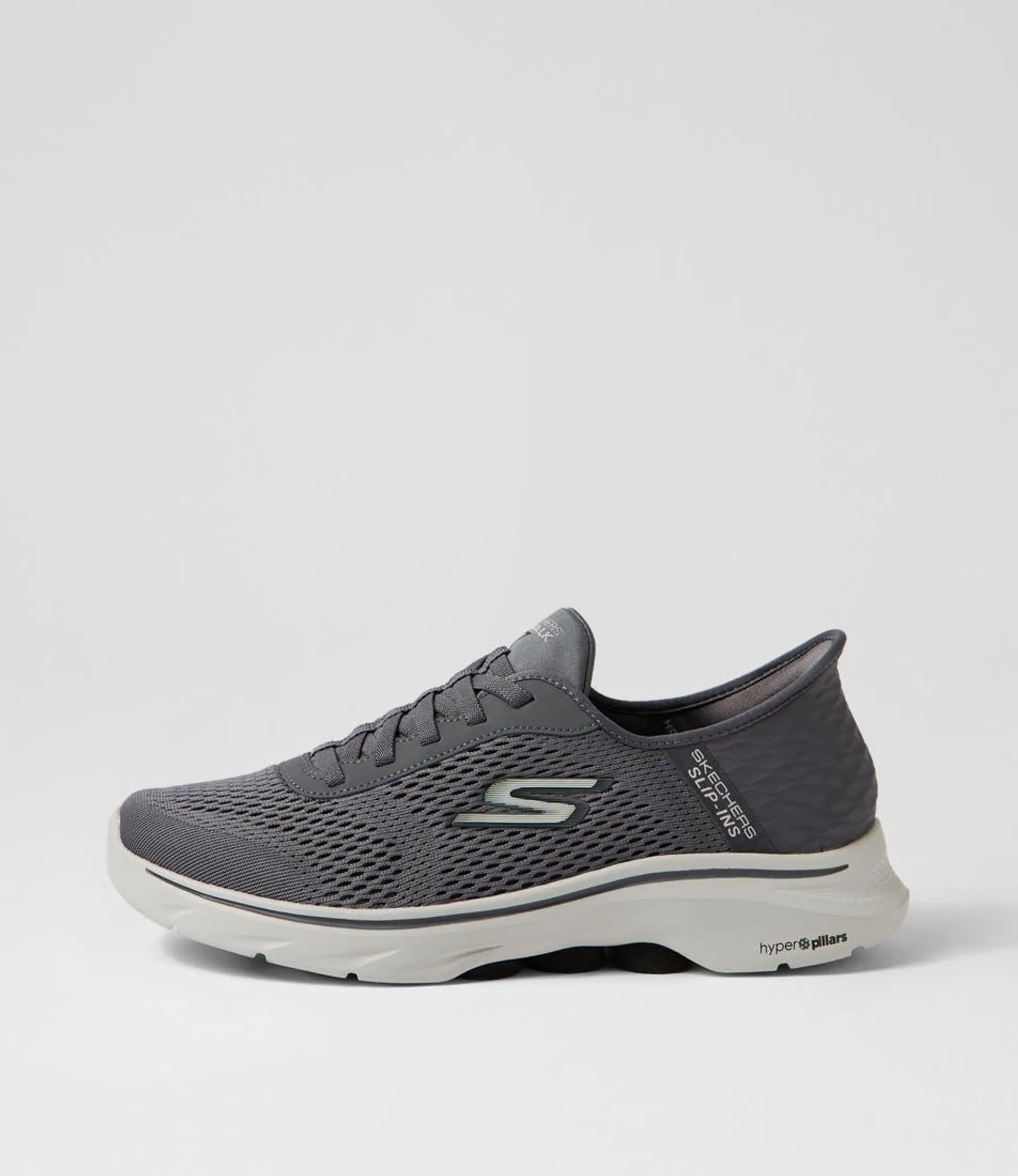 go walk 7 charcoal black mesh sneakers