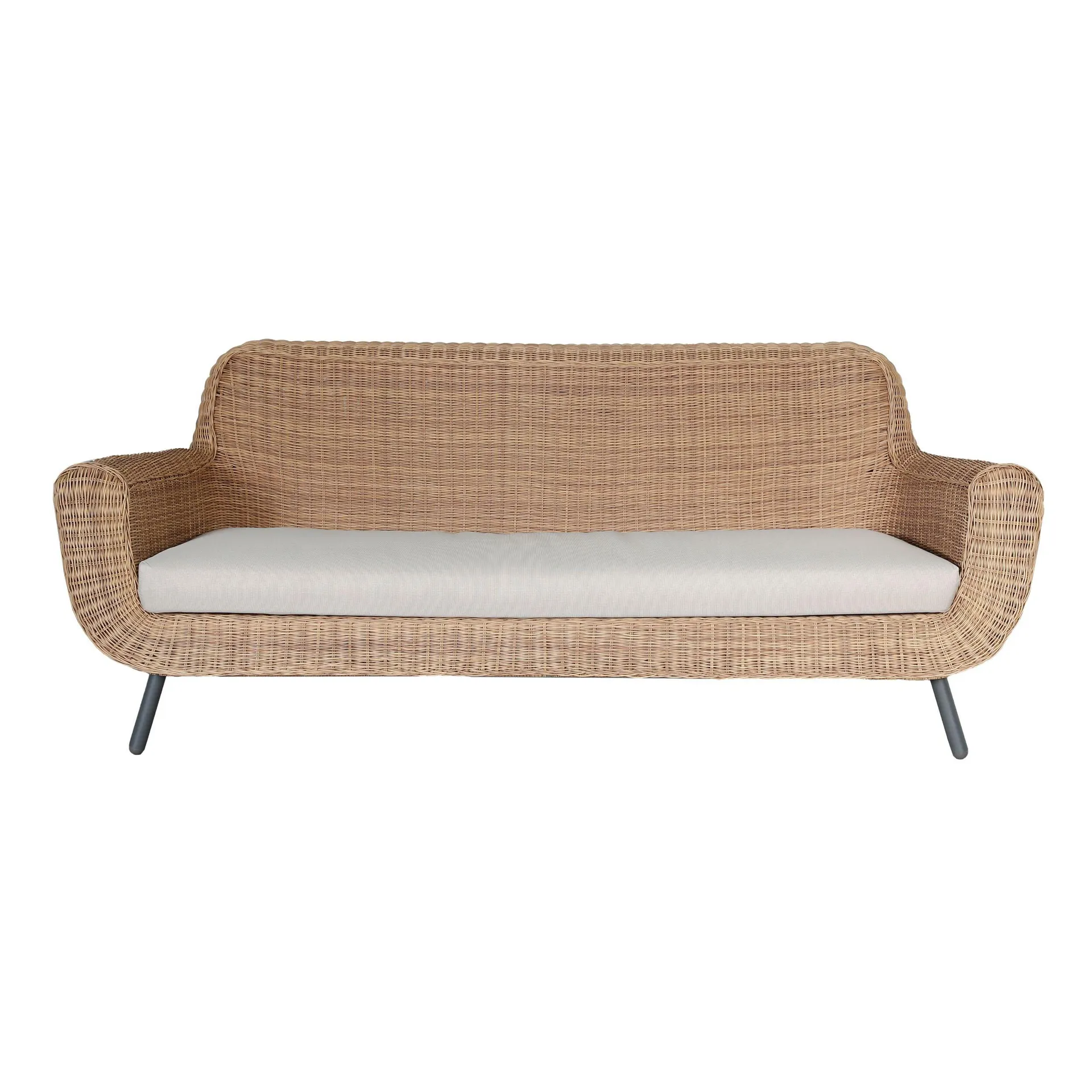 Chloe 3 Seater Wicker Sofa Taupe