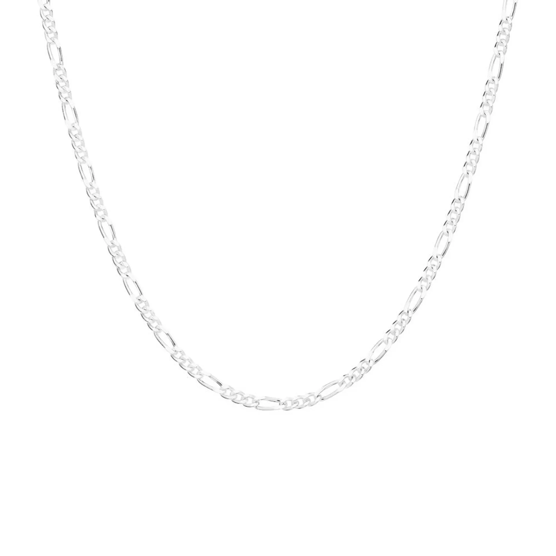 Silver 50cm 3+1 Dia-Cut Figaro Chain