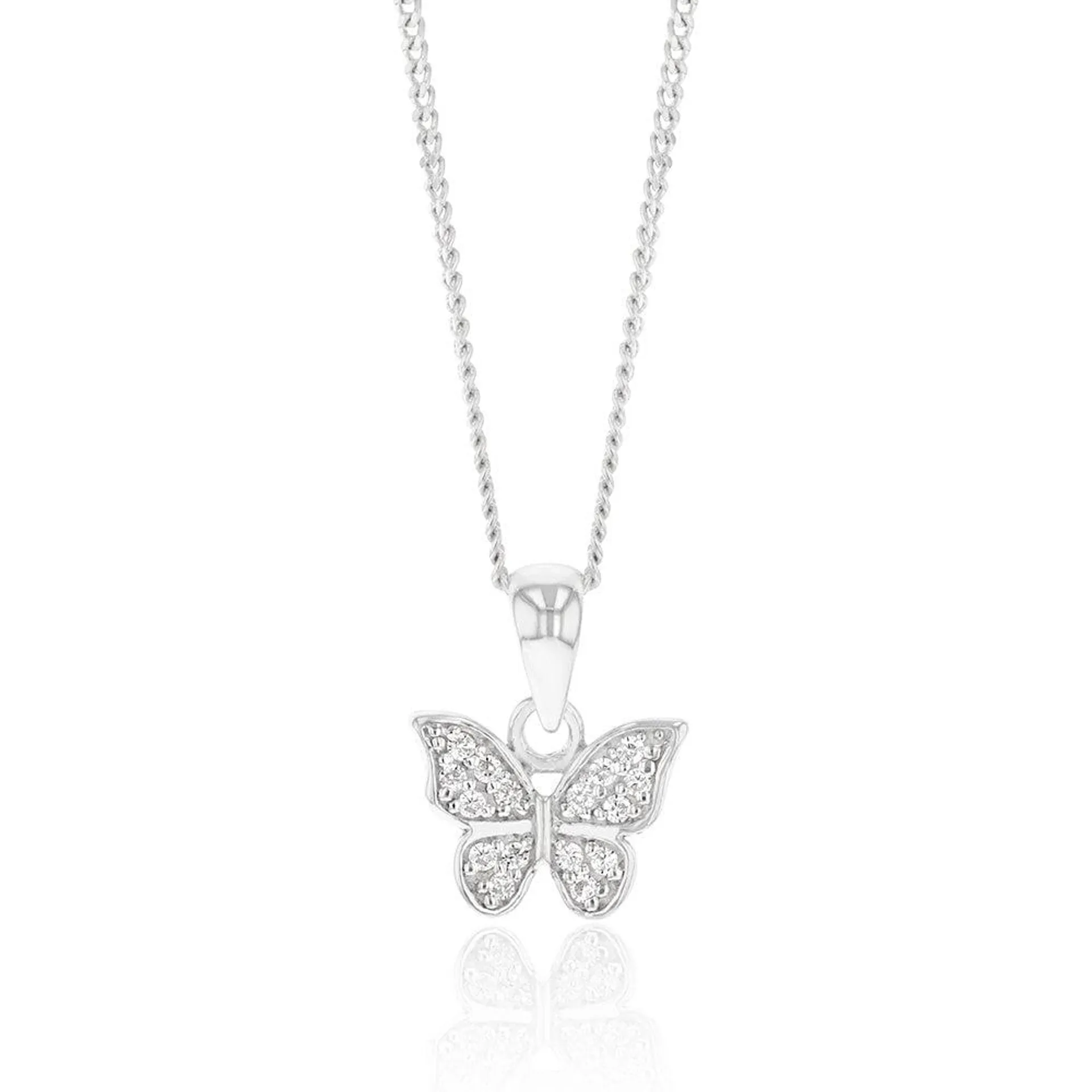 Sterling Silver Zirconia Butterfly Pendant