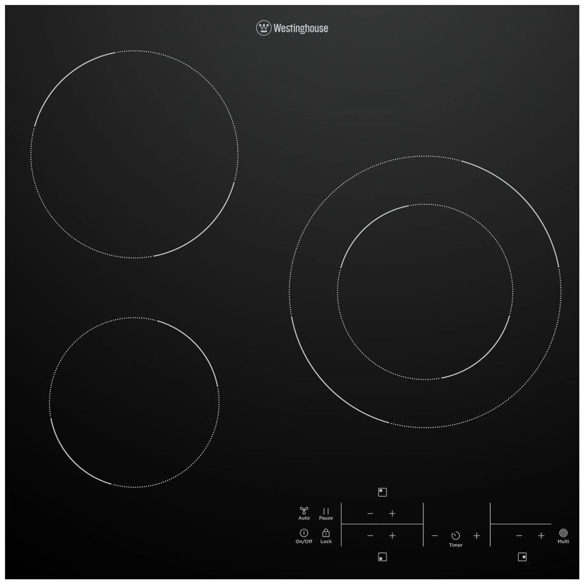 Westinghouse 60cm 3 Zone Ceramic Cooktop WHC633BE