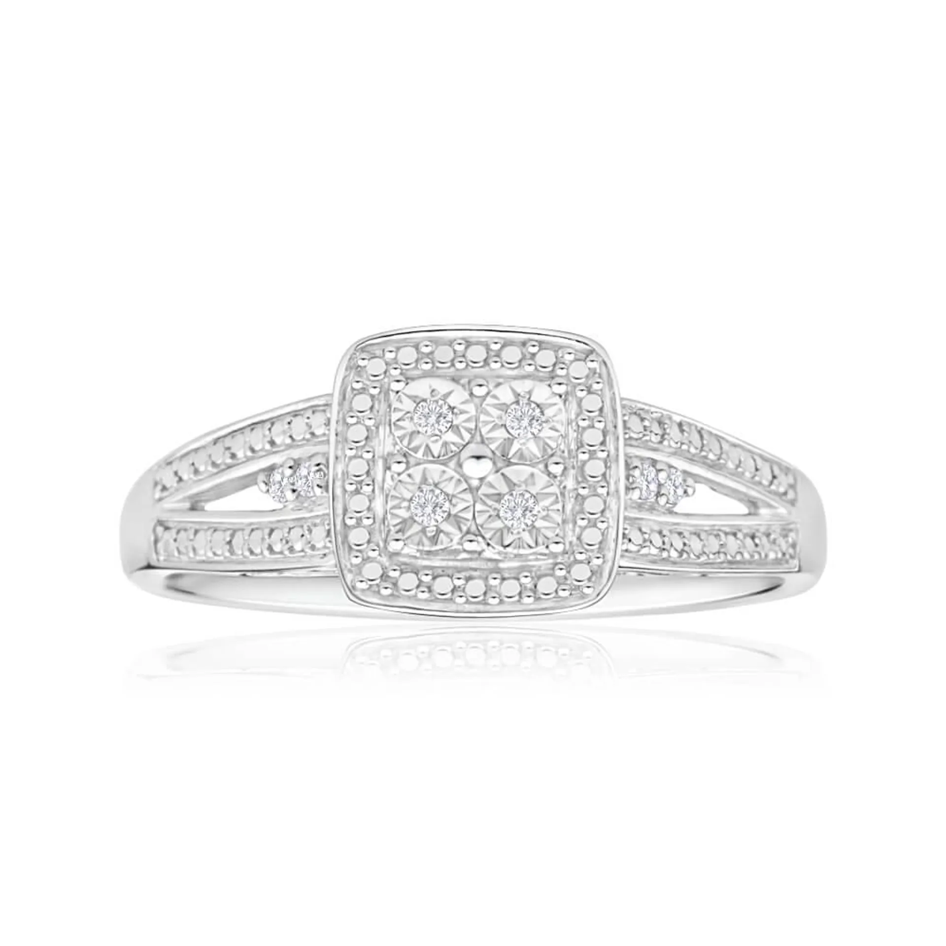 Sterling Silver Striking Diamond Ring