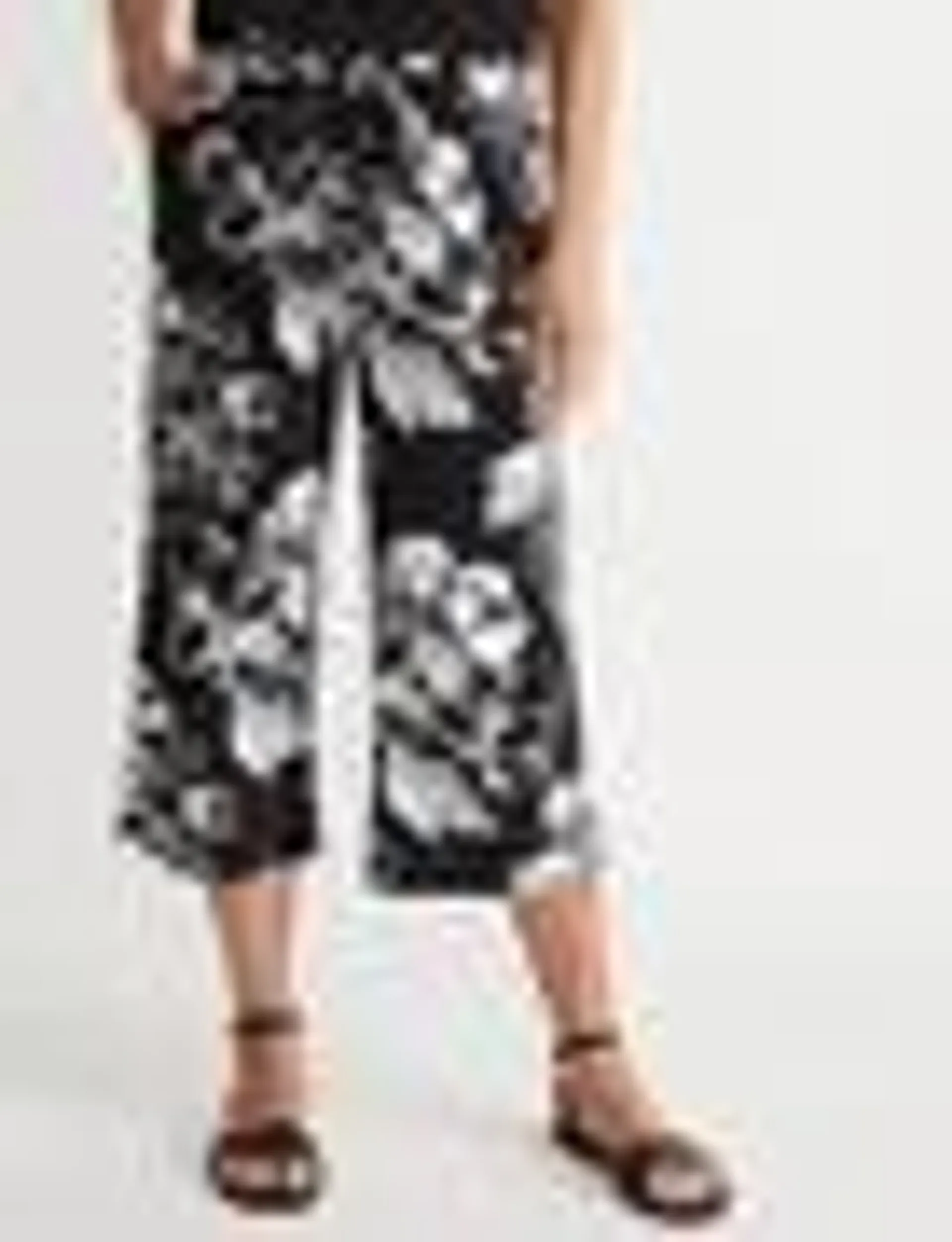 Millers Crop Length Wide Leg Self Tie Border Print Rayon Pant