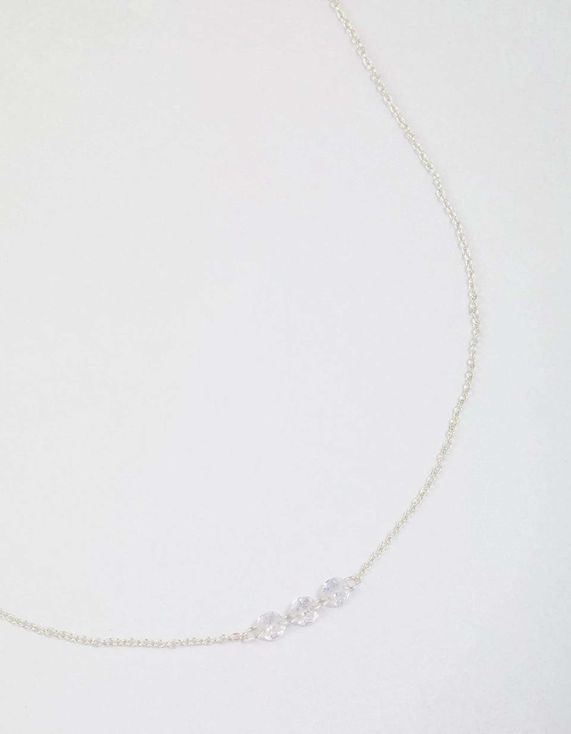 Sterling Silver Trio Round Cubic Zirconia Necklace