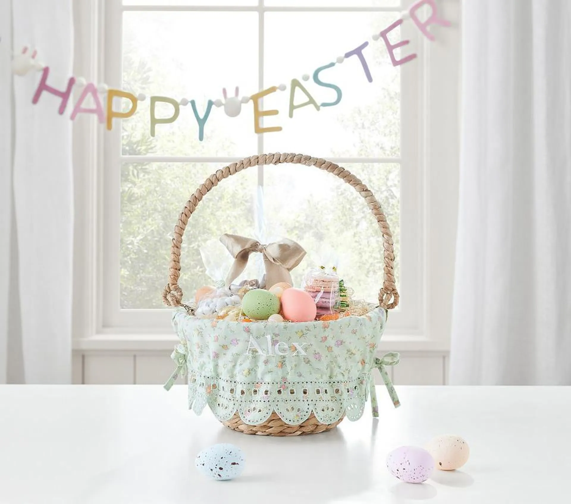 Heritage Floral Eyelet Easter Basket Liners