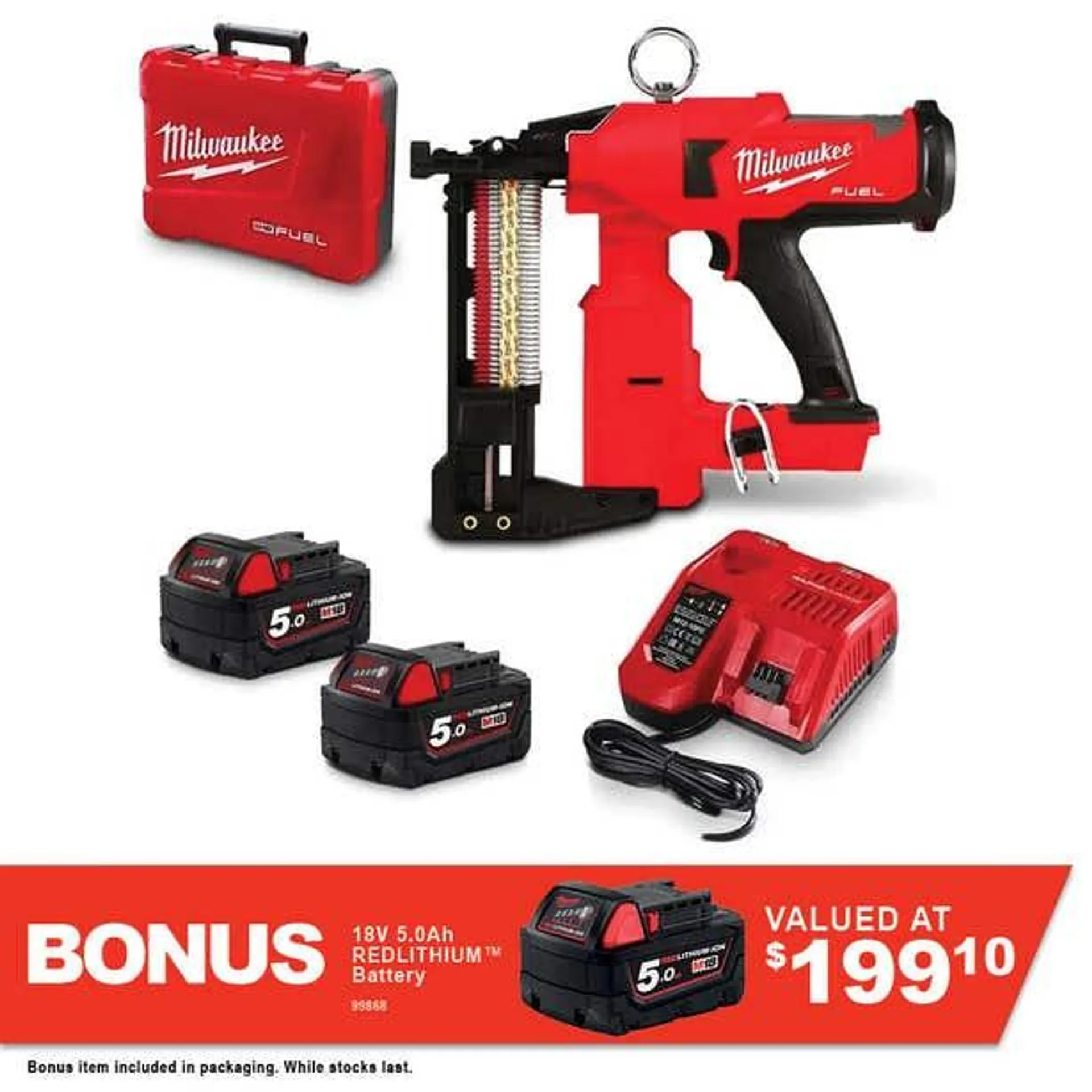 MILWAUKEE 18V FUEL™ 1 x 5.0Ah Fencing Stapler Kit M18FFUS502C