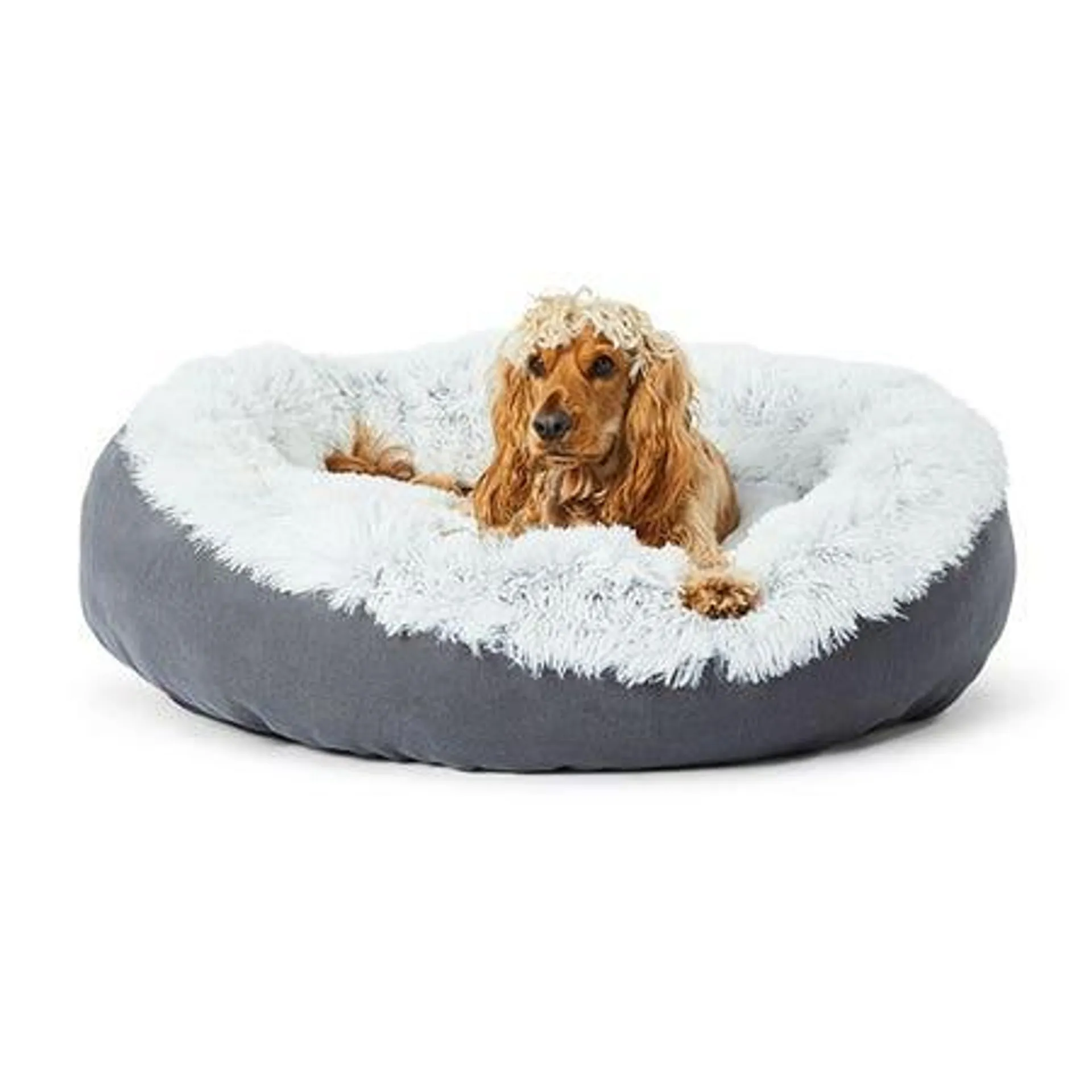 All Day Como Calming Donut Dog Basket Charcoal