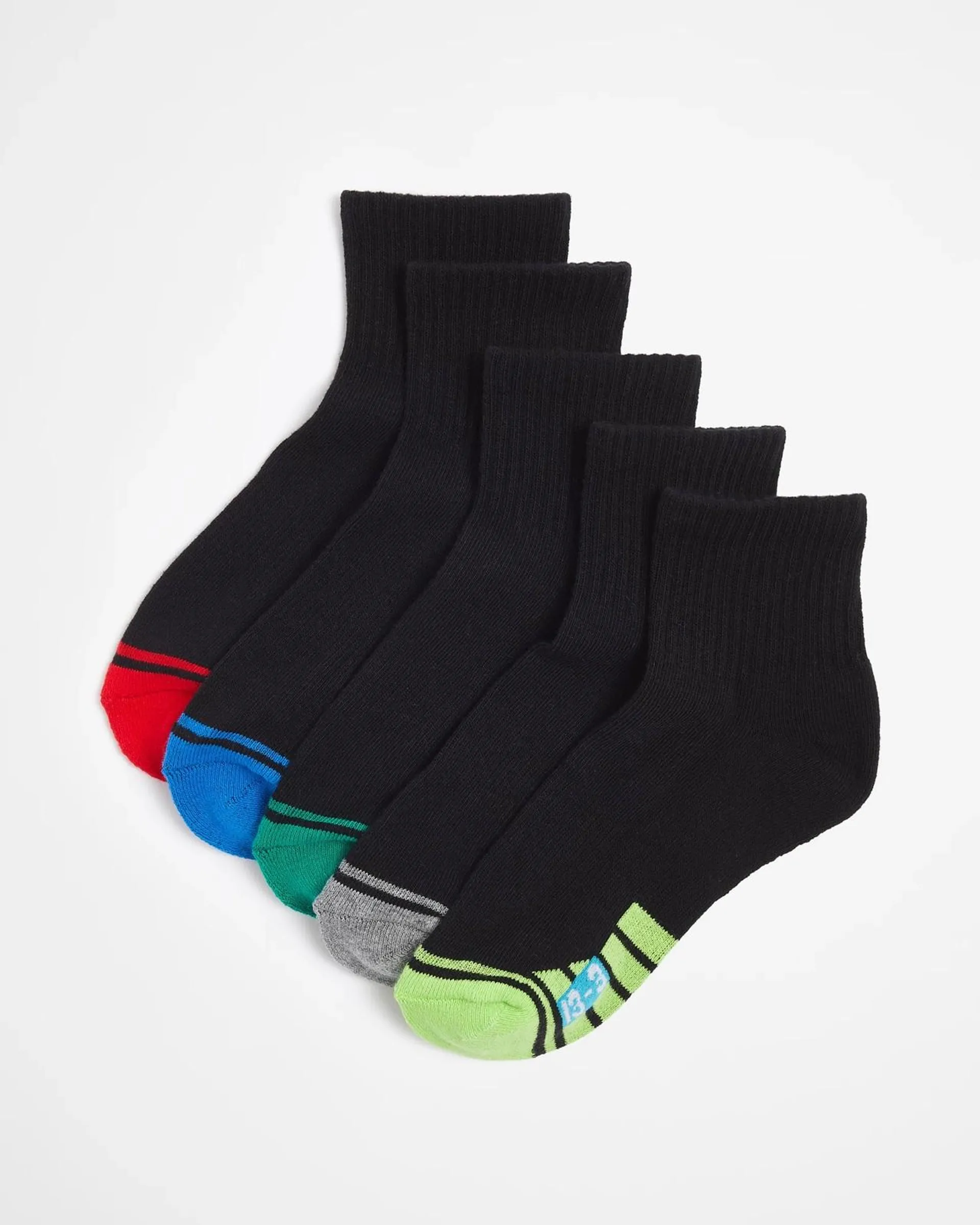 Underworks Boys Sport Quarter Crew 5 Pack Socks