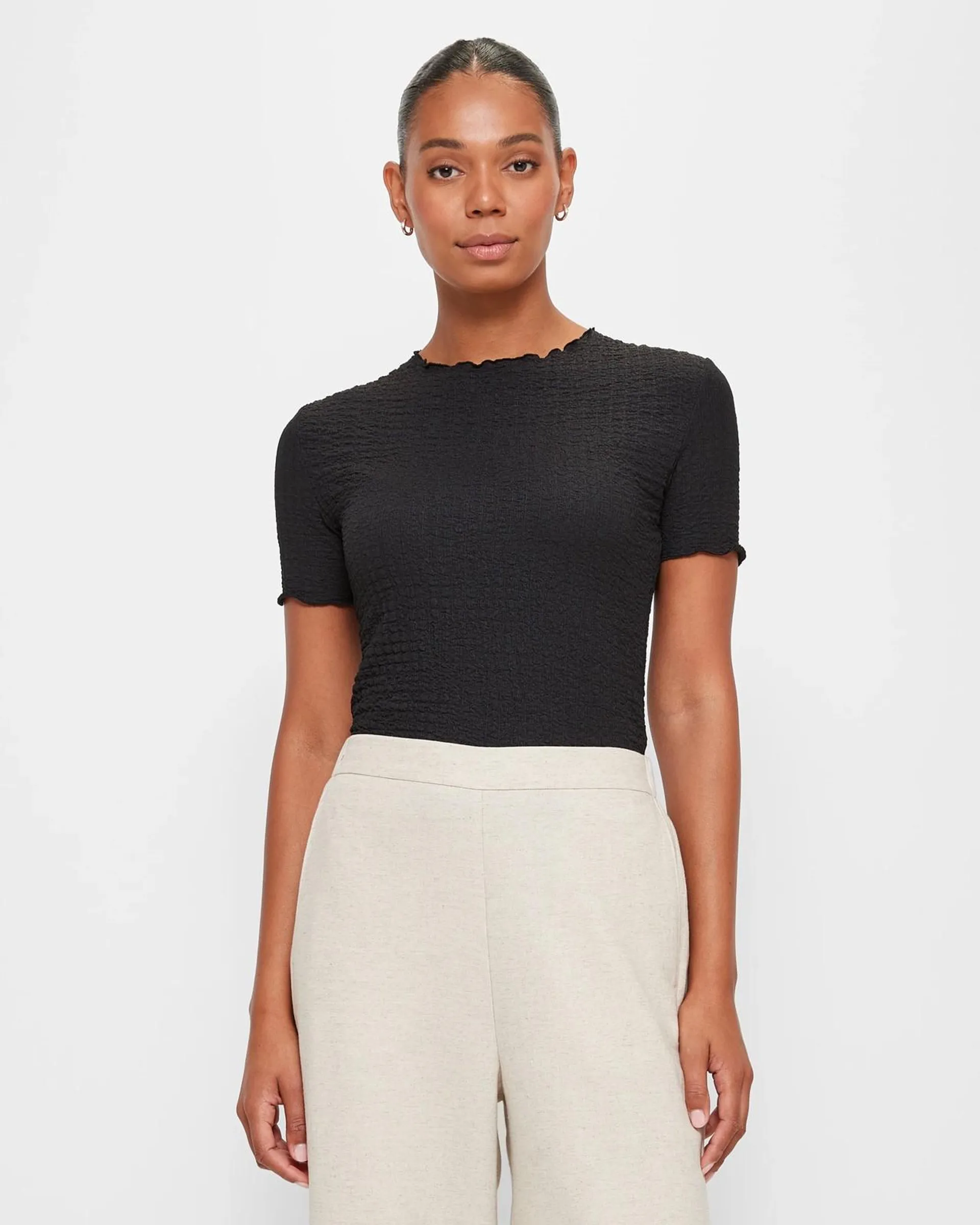 Smock Textured Crew T-Shirt - Preview