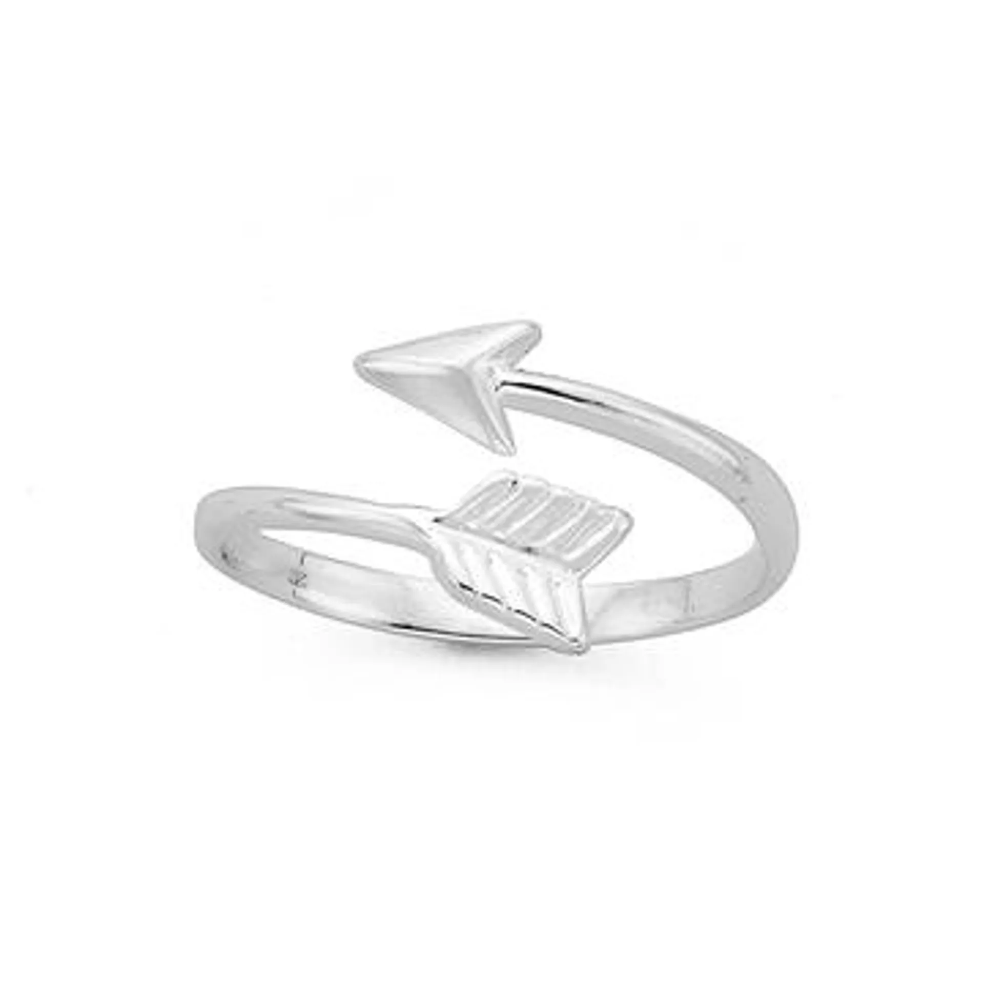 Silver Cross Over Side Arrow Ring