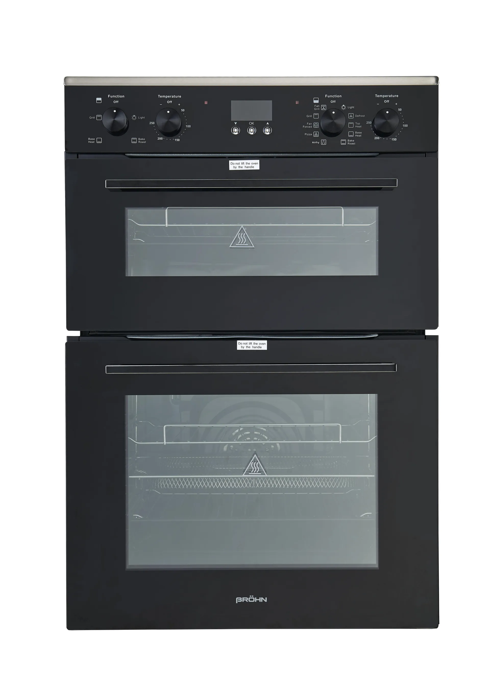 Brohn 60cm Built-In Black Glass Double Electric Oven BROD6001BLK