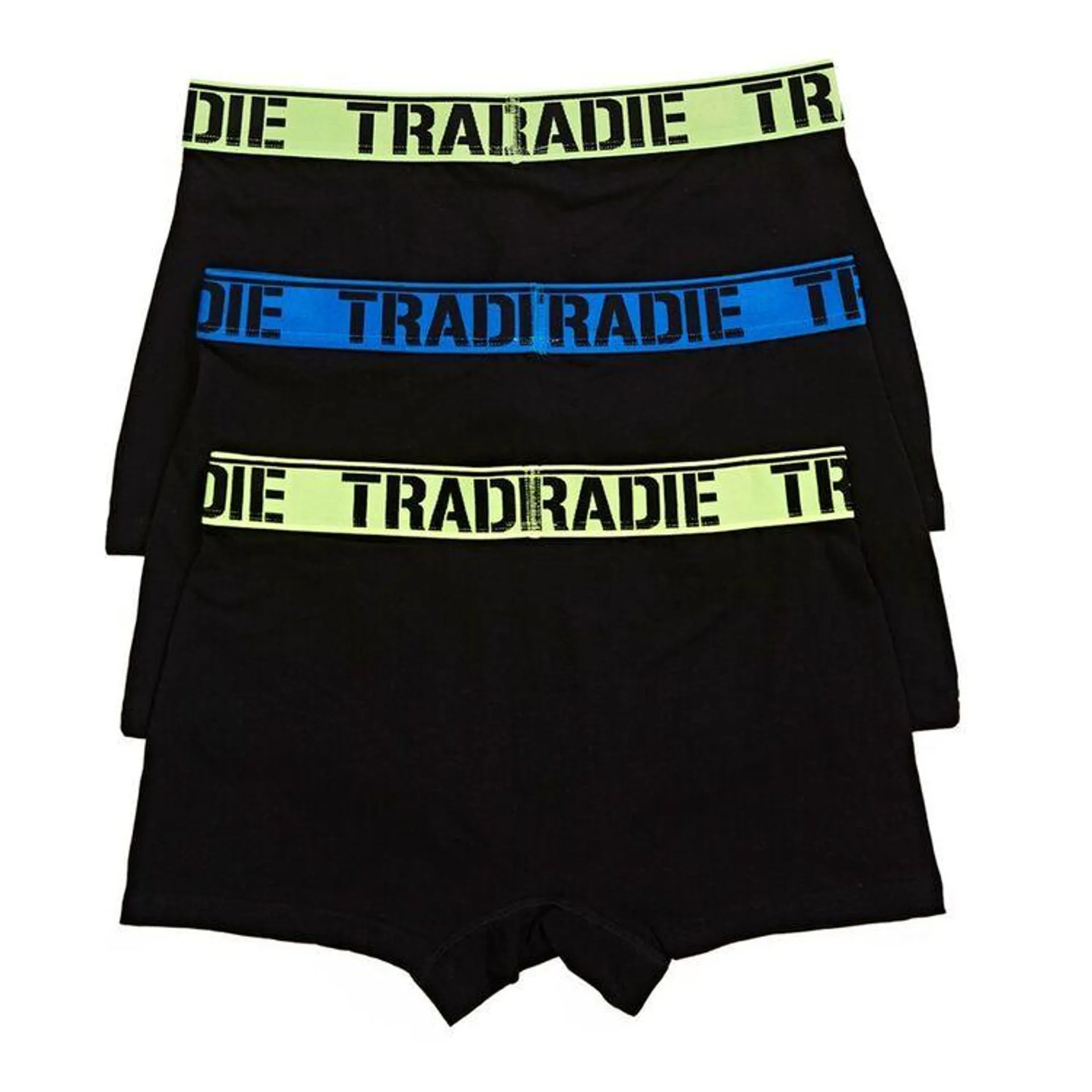 Tradie Black Men's Trunk 3 Pack Black & Fluro Lime