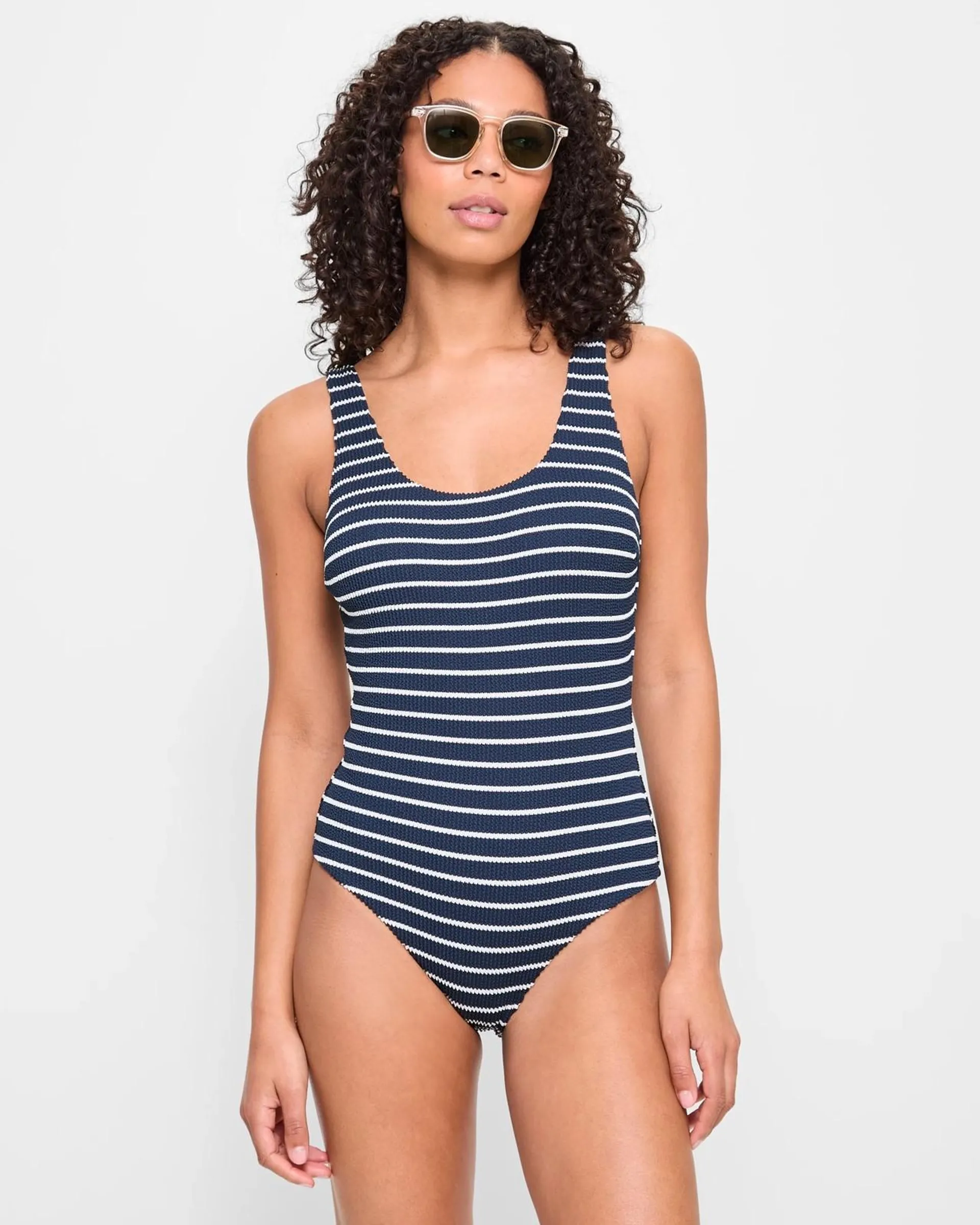 Crinkle Stripe Scoop One Piece Swim Bathers