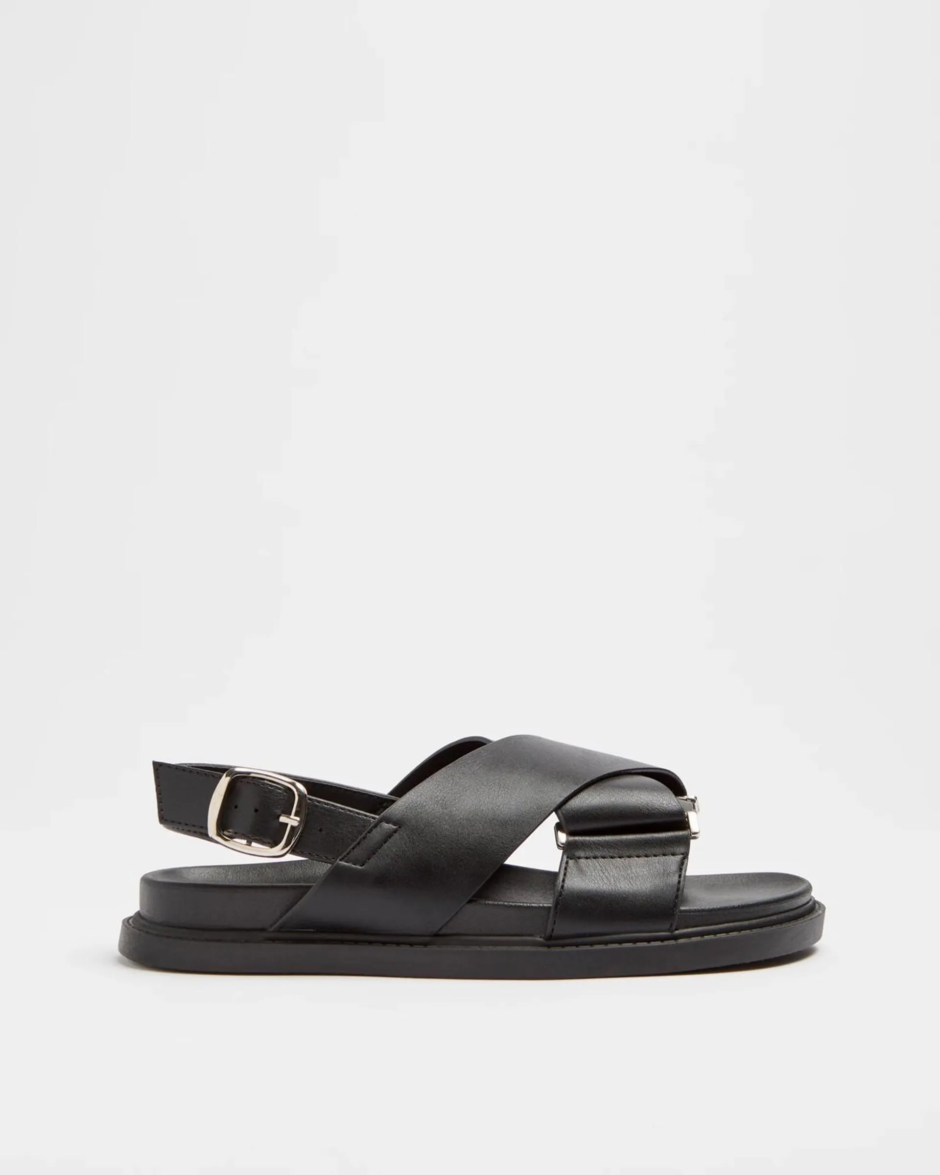 Womens Crossover Moulded Sandal - Maria - Black