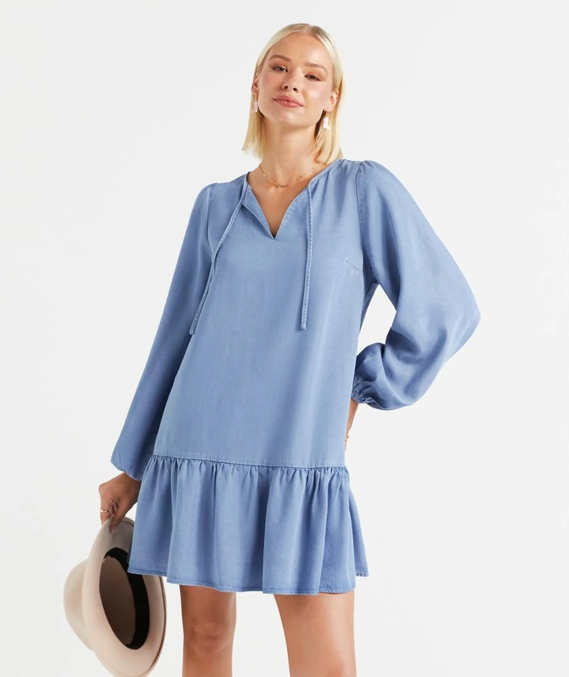 SAVANNAH CHAMBRAY MINI DRESS