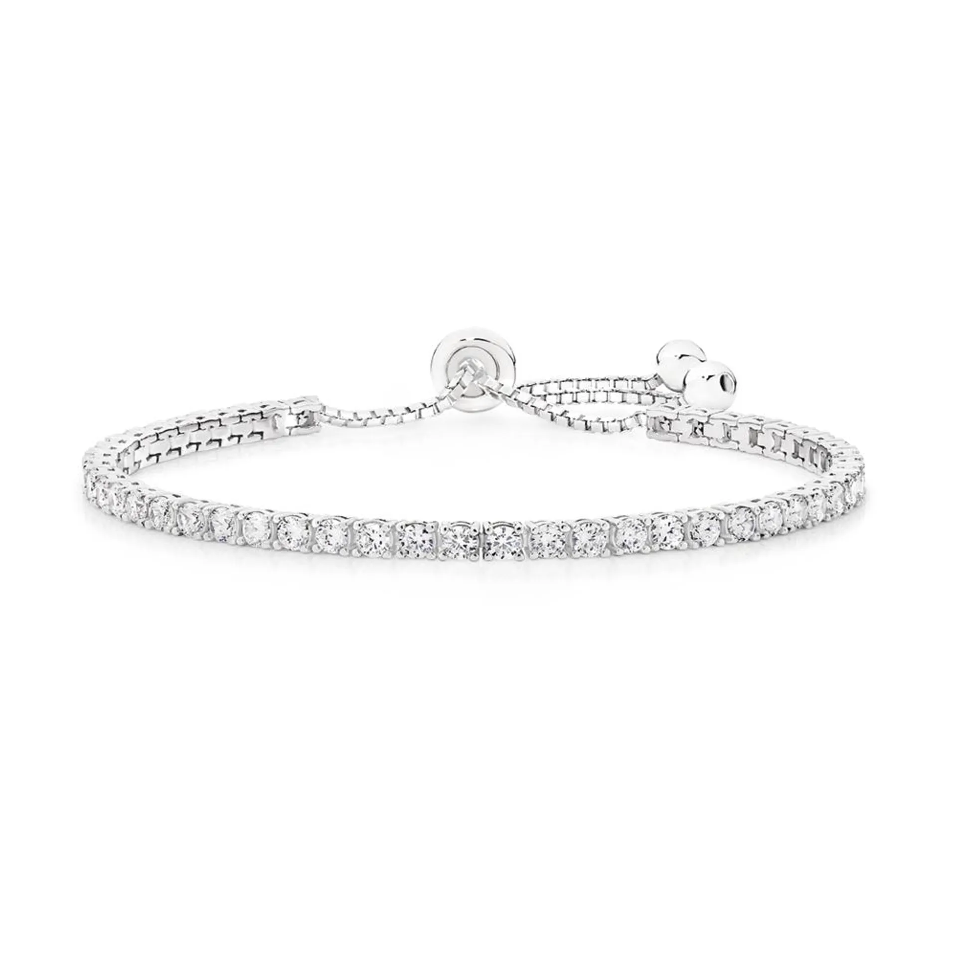 Silver 3mm CZ Tennis Friendship Bracelet