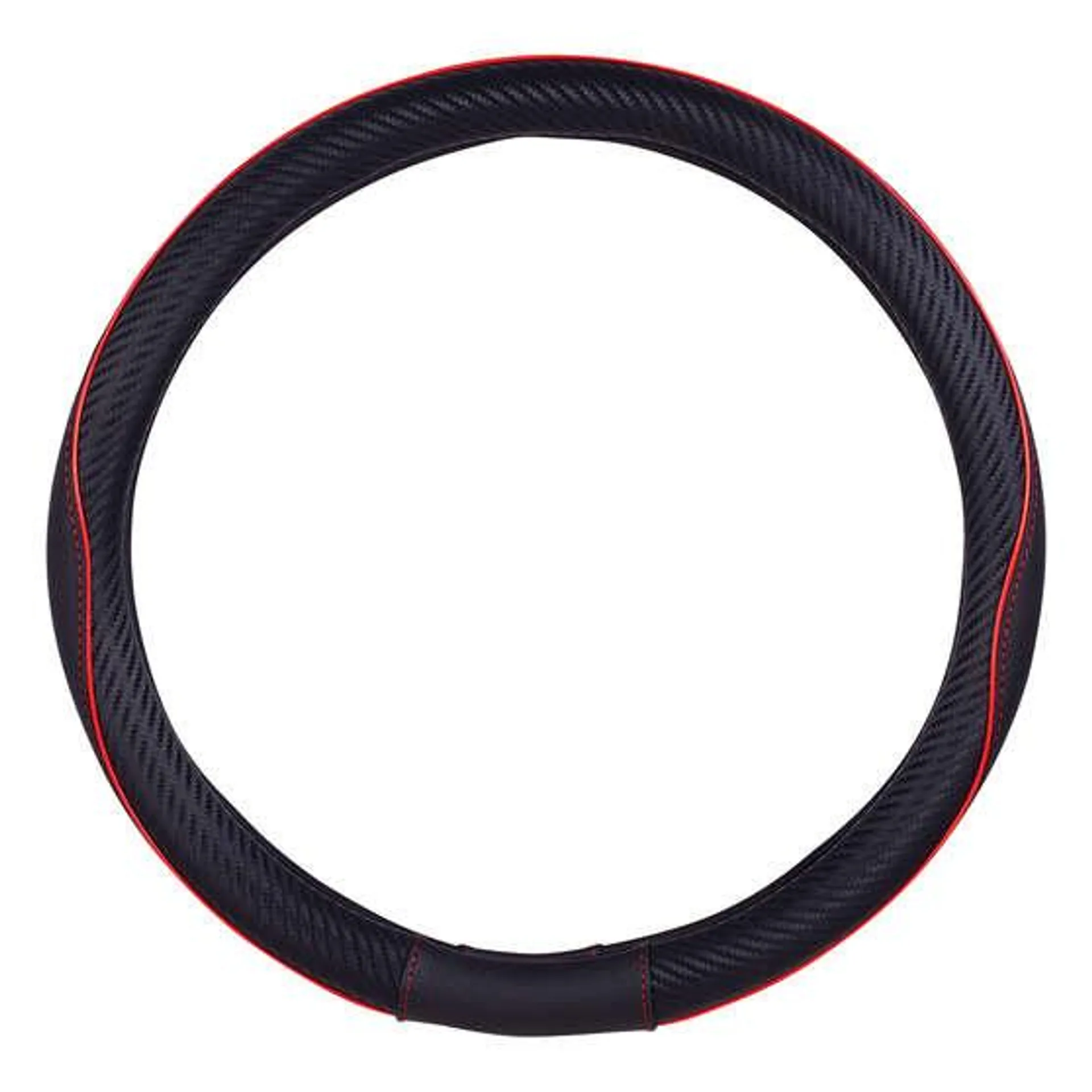 SCA Steering Wheel Cover Leather Look & Carbon Black/Red 380mm Diameter