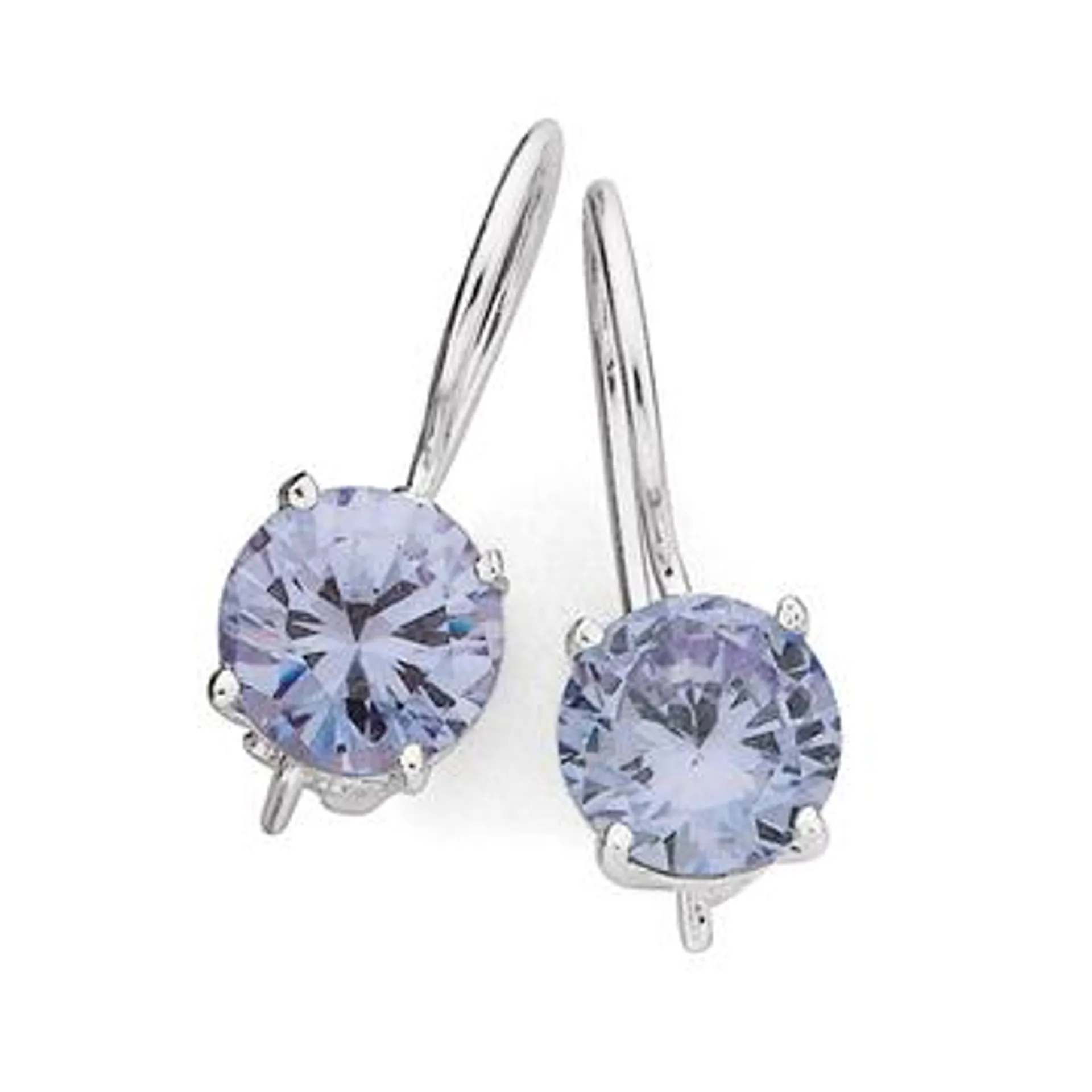 Sterling Silver Lavender Cubic Zirconia Euro Style Earrings