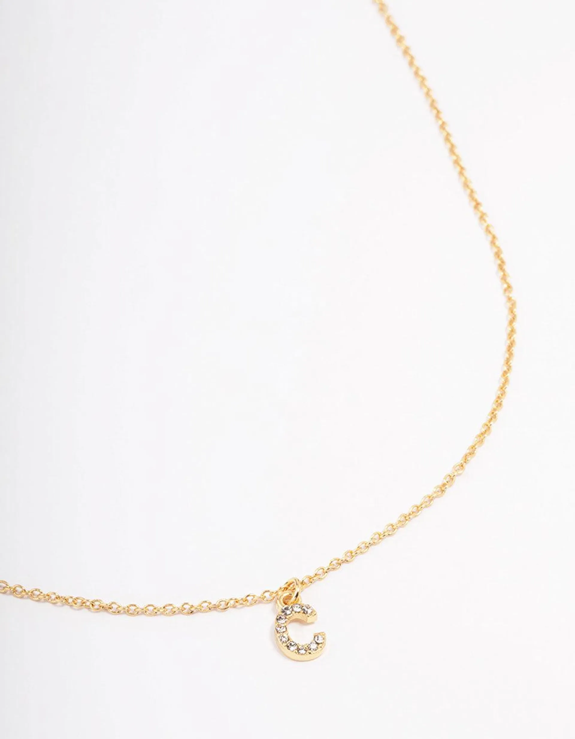 Letter C Gold Plated Initial Pendant Necklace