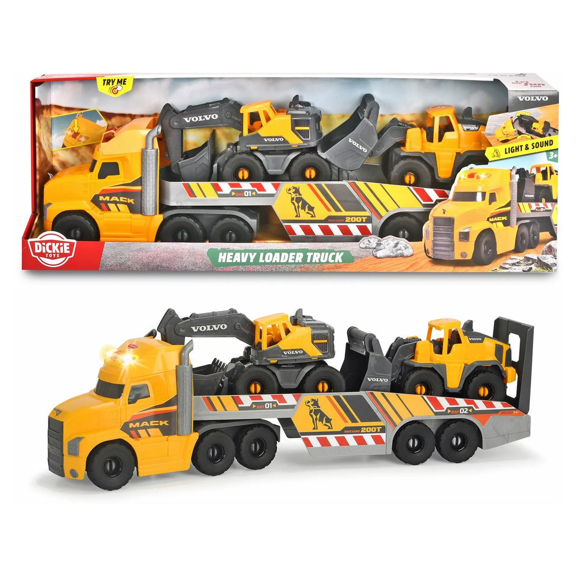 Dickie Toys Mack Truck With 2 Volvo Construction Vehicles