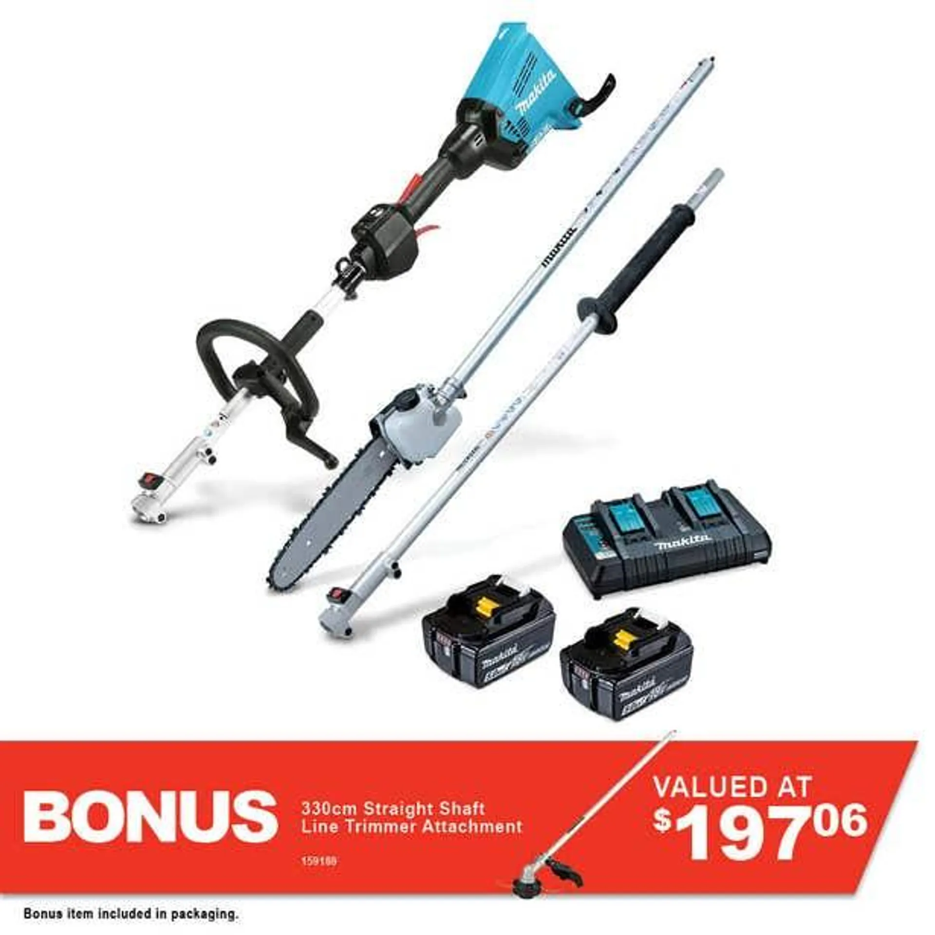 MAKITA 36V (18Vx2) 2x5.0Ah Multi-Function Powerhead and Pole Saw Kit DUX60PSPT2-B