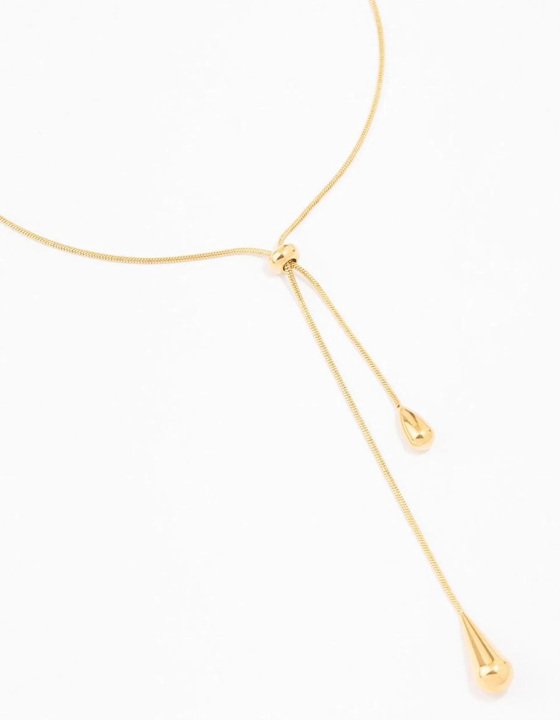 Gold Plated Surgical Steel Pull Through Lariat Necklace