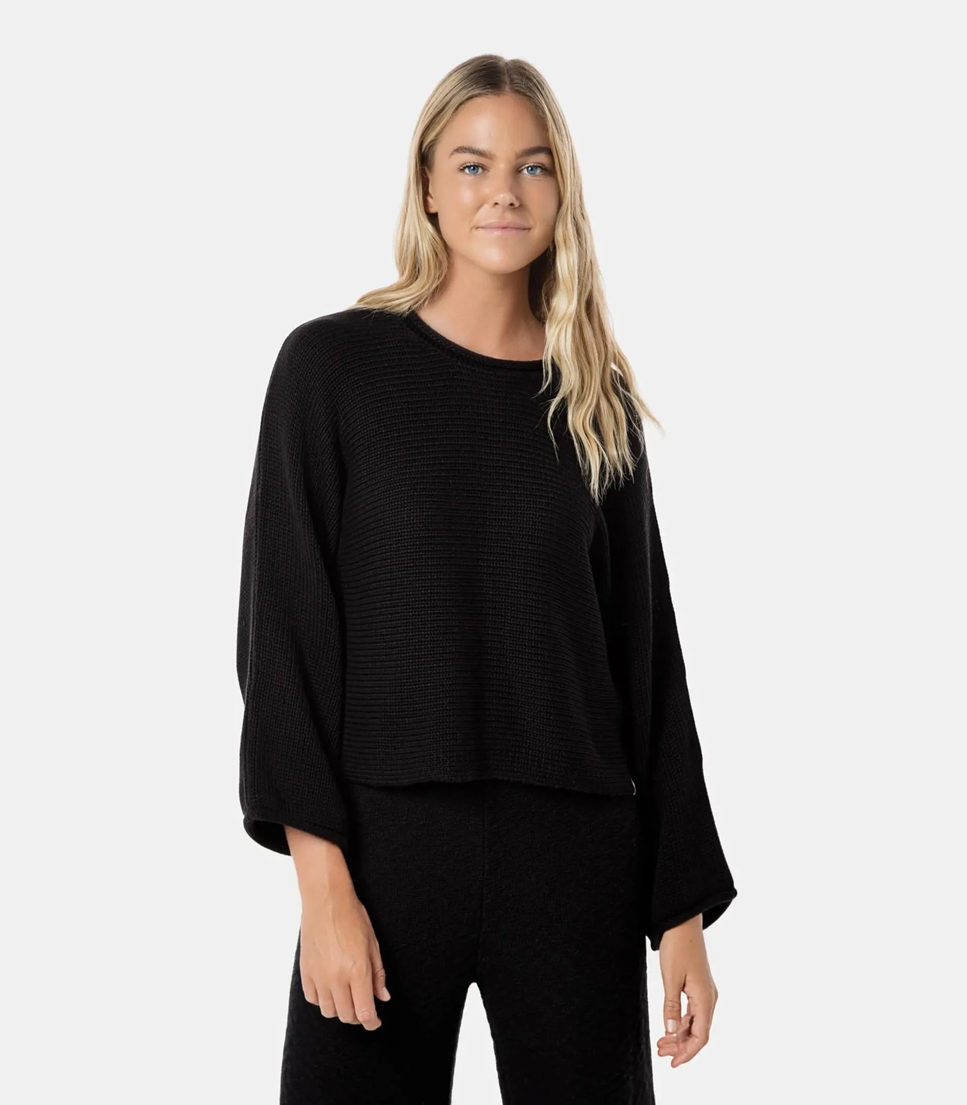 Piping Hot Bell Sleeve Knit Jumper - Black