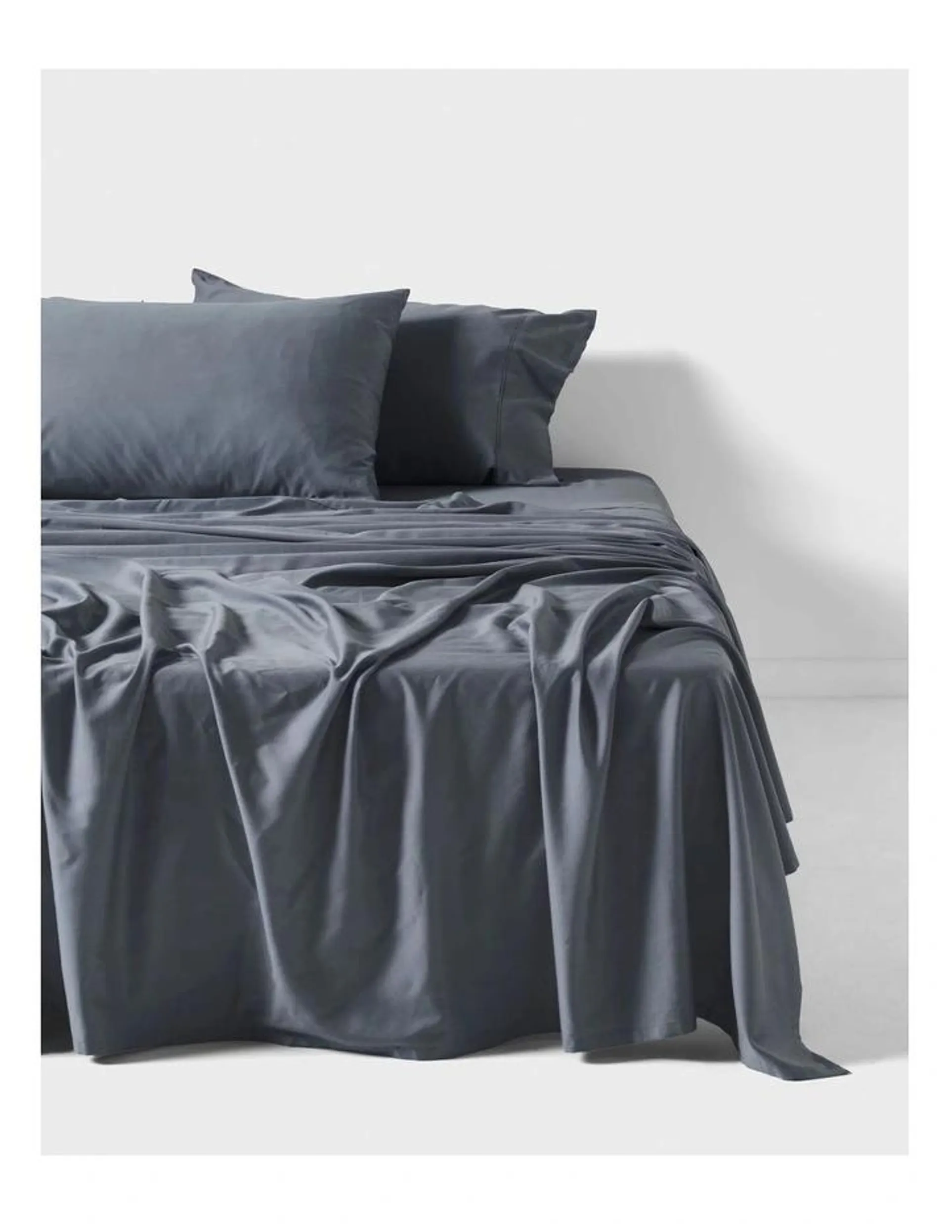 Linen House Nara Bamboo Cotton 400TC Sheet Set in Bluestone