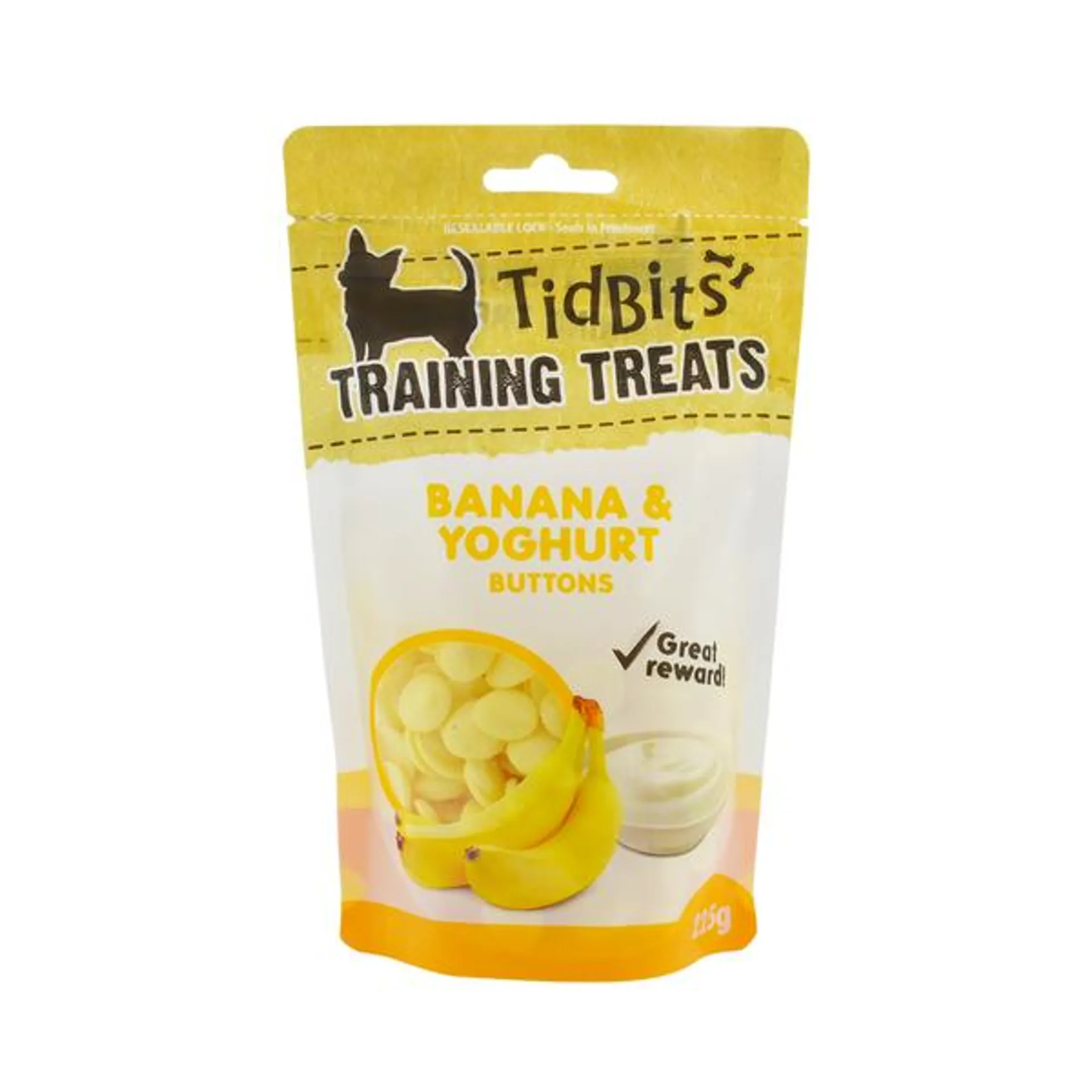 TidBits - Training Treats Banana & Yoghurt Buttons (250g)