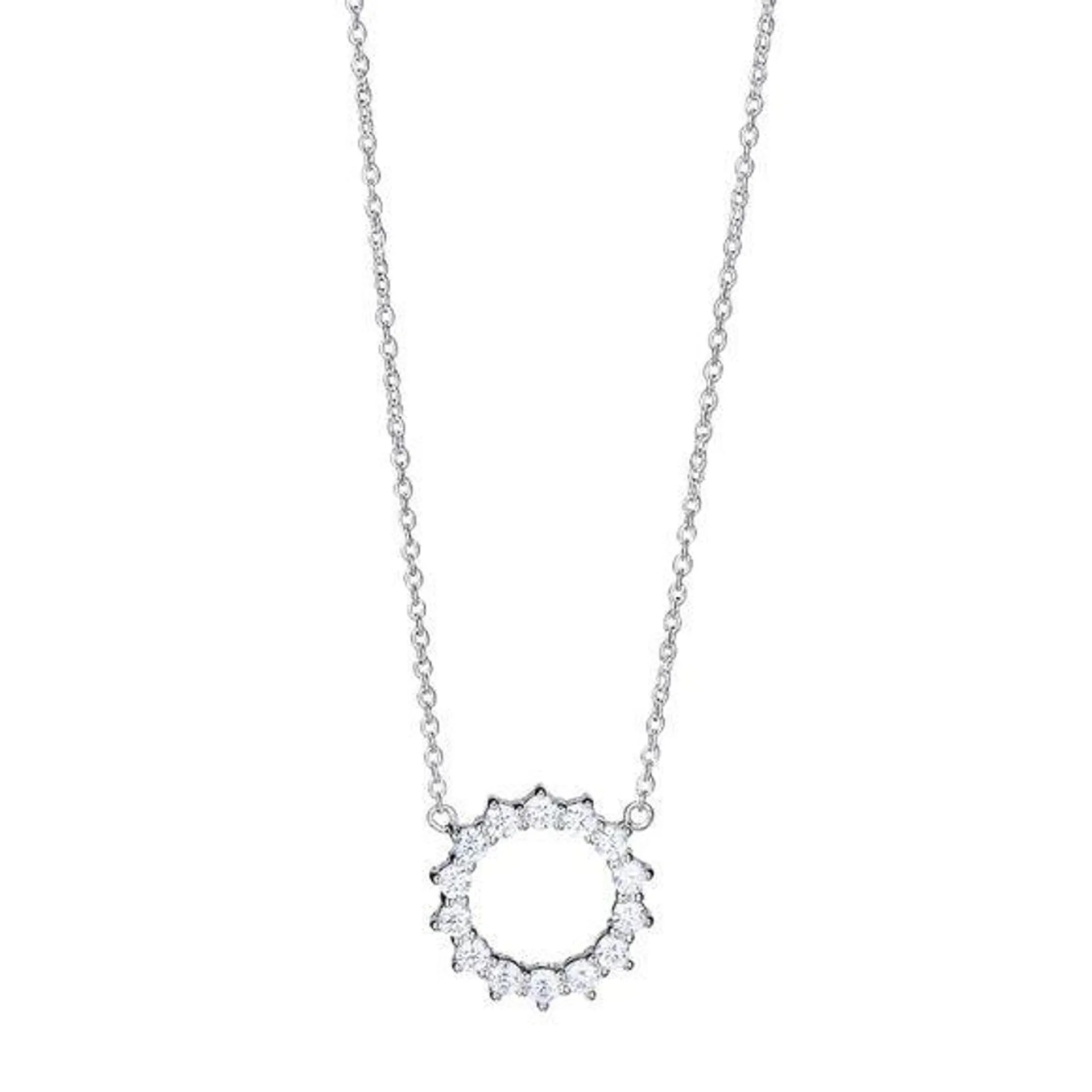 Sterling Silver CZ Circle Necklace